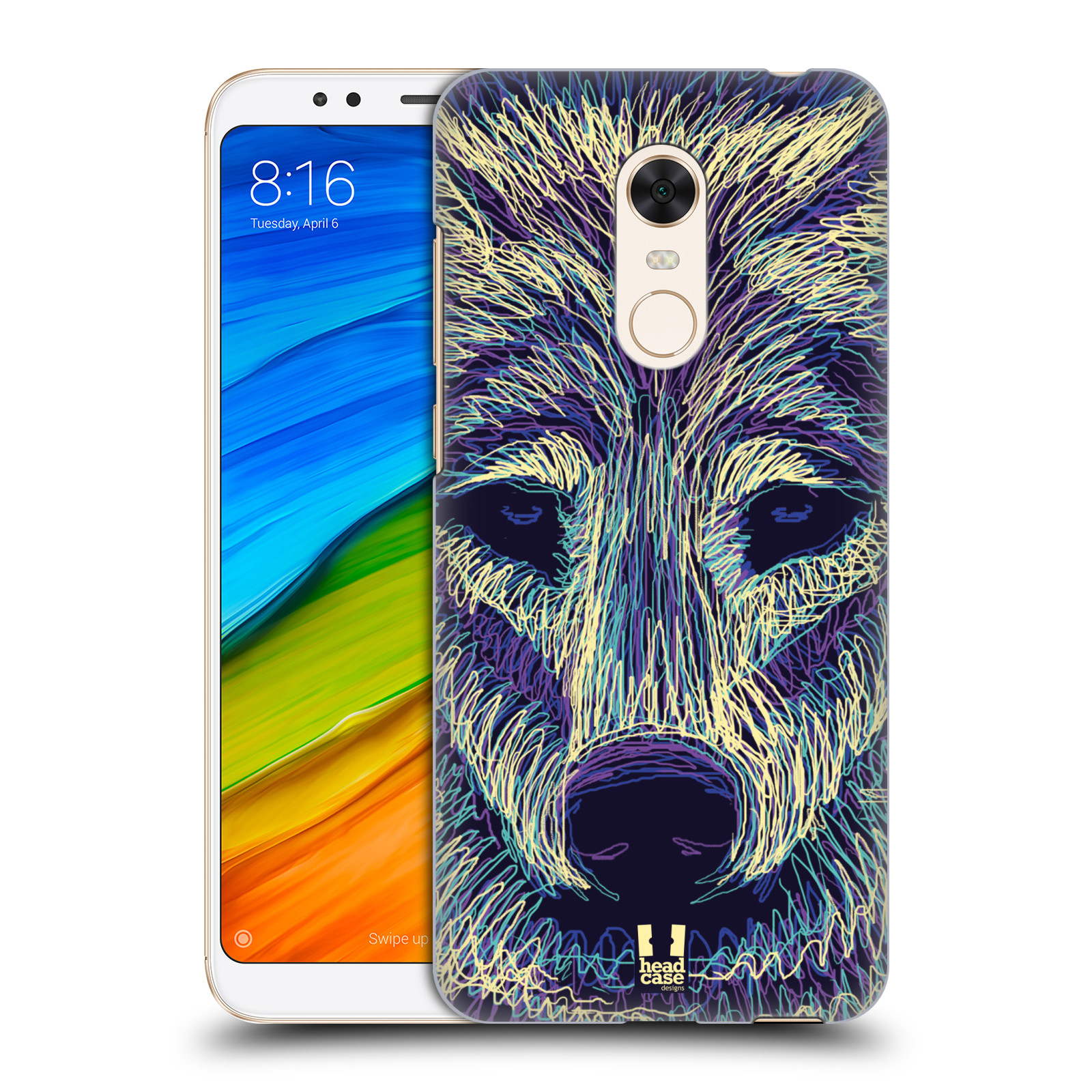 HEAD CASE plastový obal na mobil Xiaomi Redmi 5 PLUS vzor zvíře čmáranice vlk