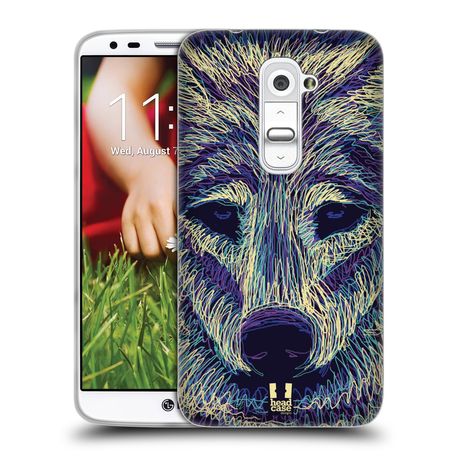 HEAD CASE silikonový obal na mobil LG G2 vzor zvíře čmáranice vlk