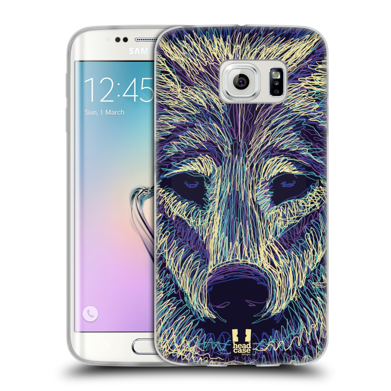 HEAD CASE silikonový obal na mobil Samsung Galaxy S6 EDGE vzor zvíře čmáranice vlk