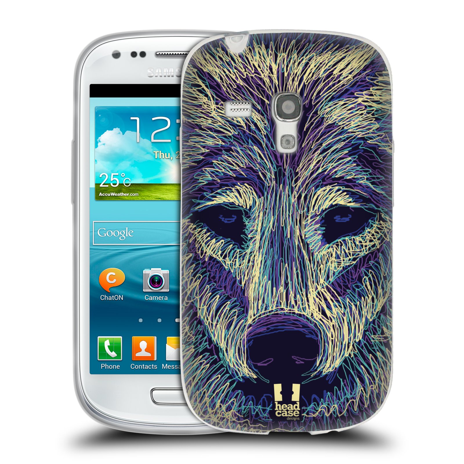HEAD CASE silikonový obal na mobil Samsung Galaxy S3 MINI i8190 vzor zvíře čmáranice vlk