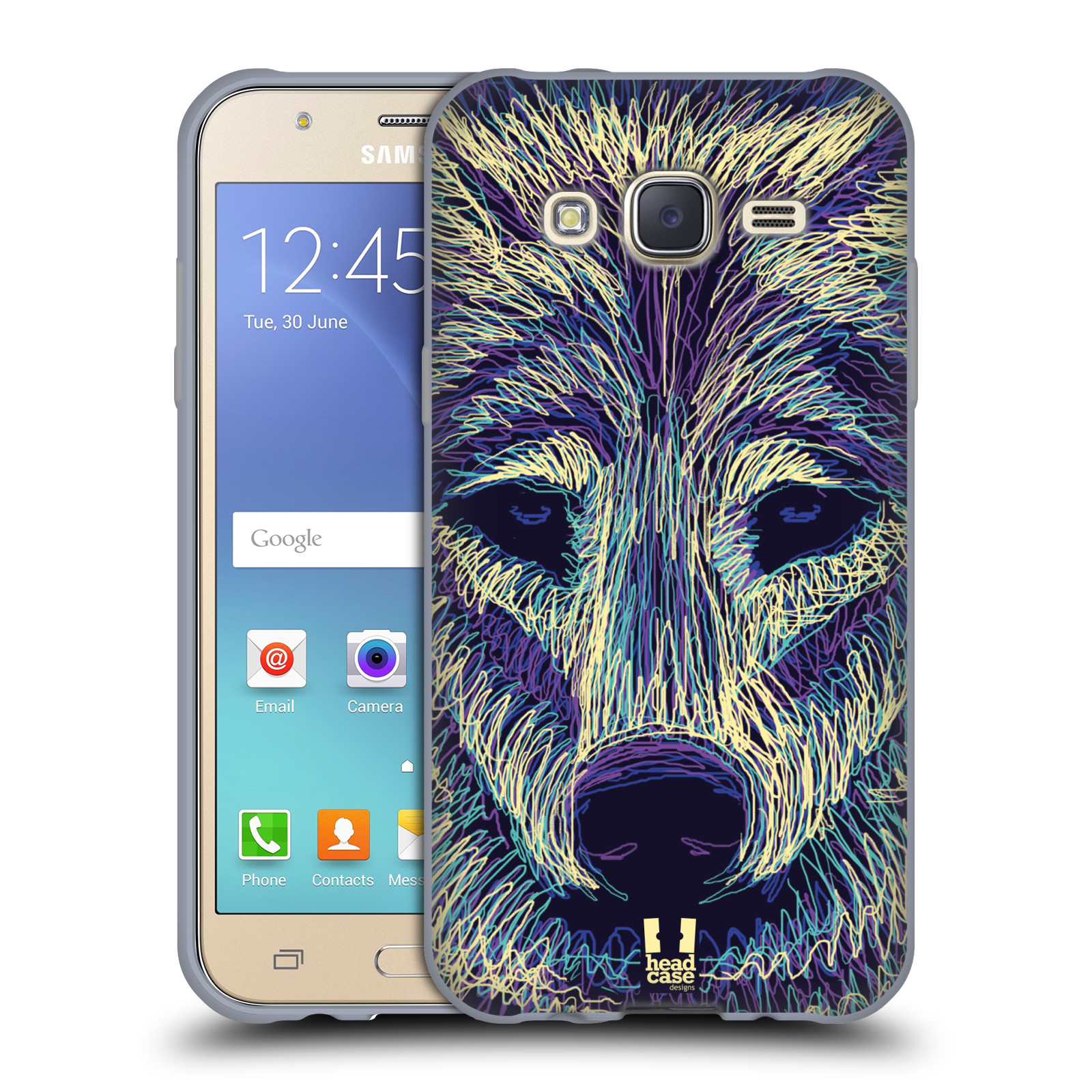 HEAD CASE silikonový obal na mobil Samsung Galaxy J5, J500, (J5 DUOS) vzor zvíře čmáranice vlk