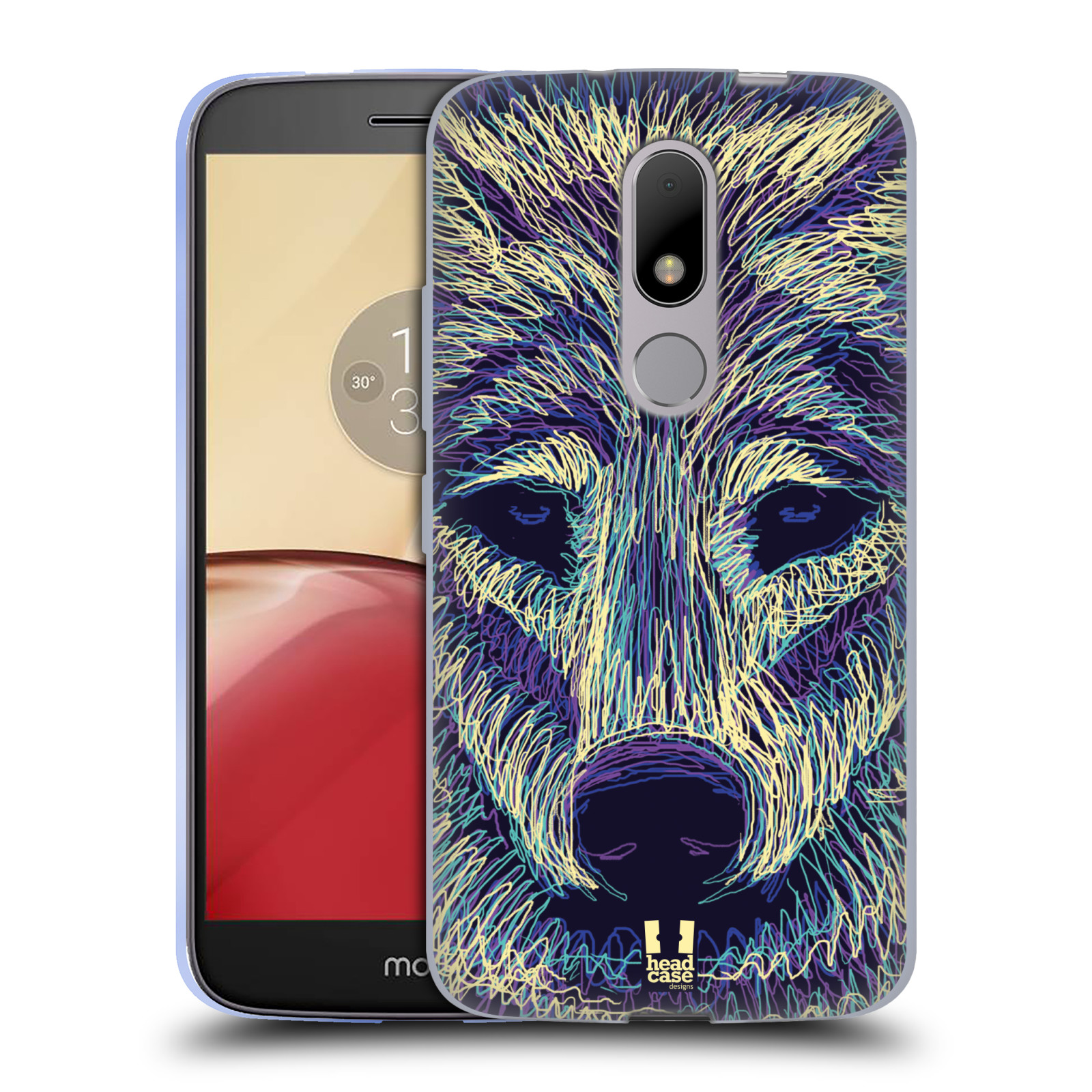 HEAD CASE silikonový obal na mobil Lenovo Moto M vzor zvíře čmáranice vlk