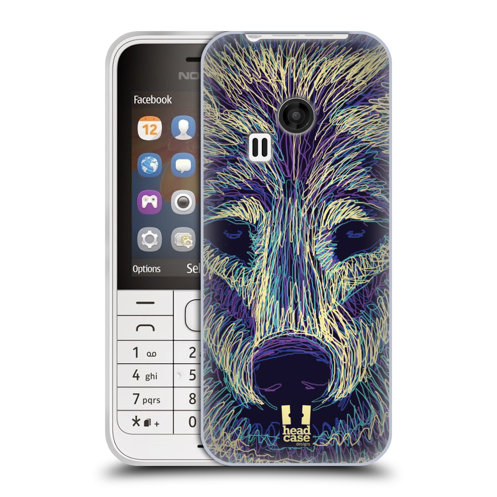 HEAD CASE silikonový obal na mobil NOKIA 220 / NOKIA 220 DUAL SIM vzor zvíře čmáranice vlk
