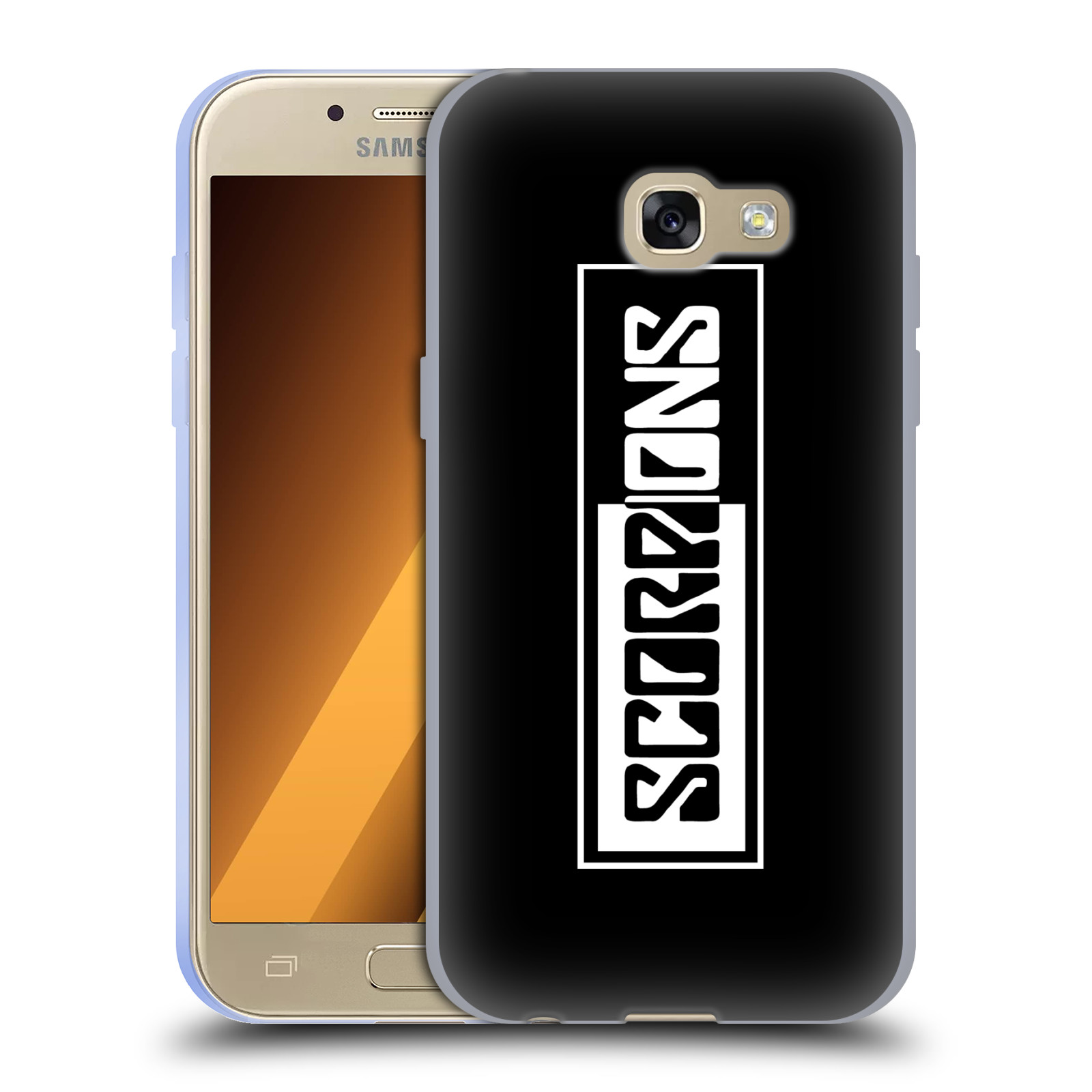 HEAD CASE silikonový obal na mobil Samsung Galaxy A3 2017 (A320) Skupina Scorpions retro Logo černá a bílá