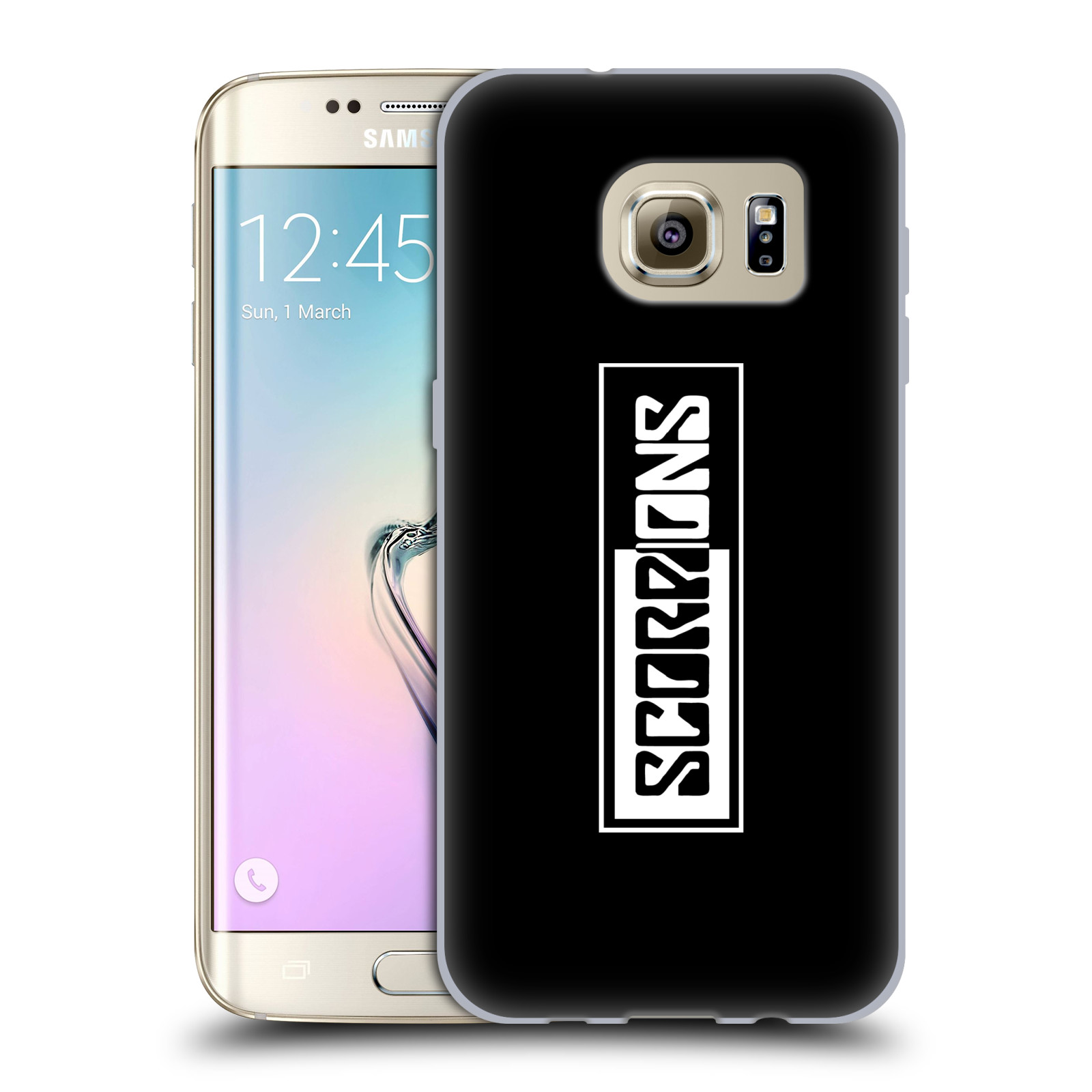 HEAD CASE silikonový obal na mobil Samsung Galaxy S7 EDGE Skupina Scorpions retro Logo černá a bílá