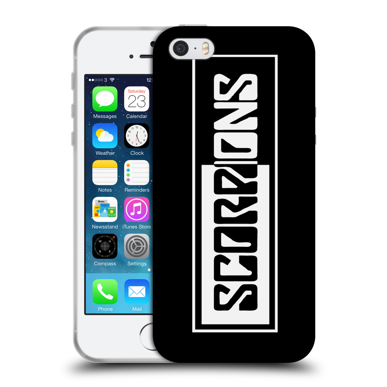 HEAD CASE silikonový obal na mobil Apple Iphone 5/5S Skupina Scorpions retro Logo černá a bílá