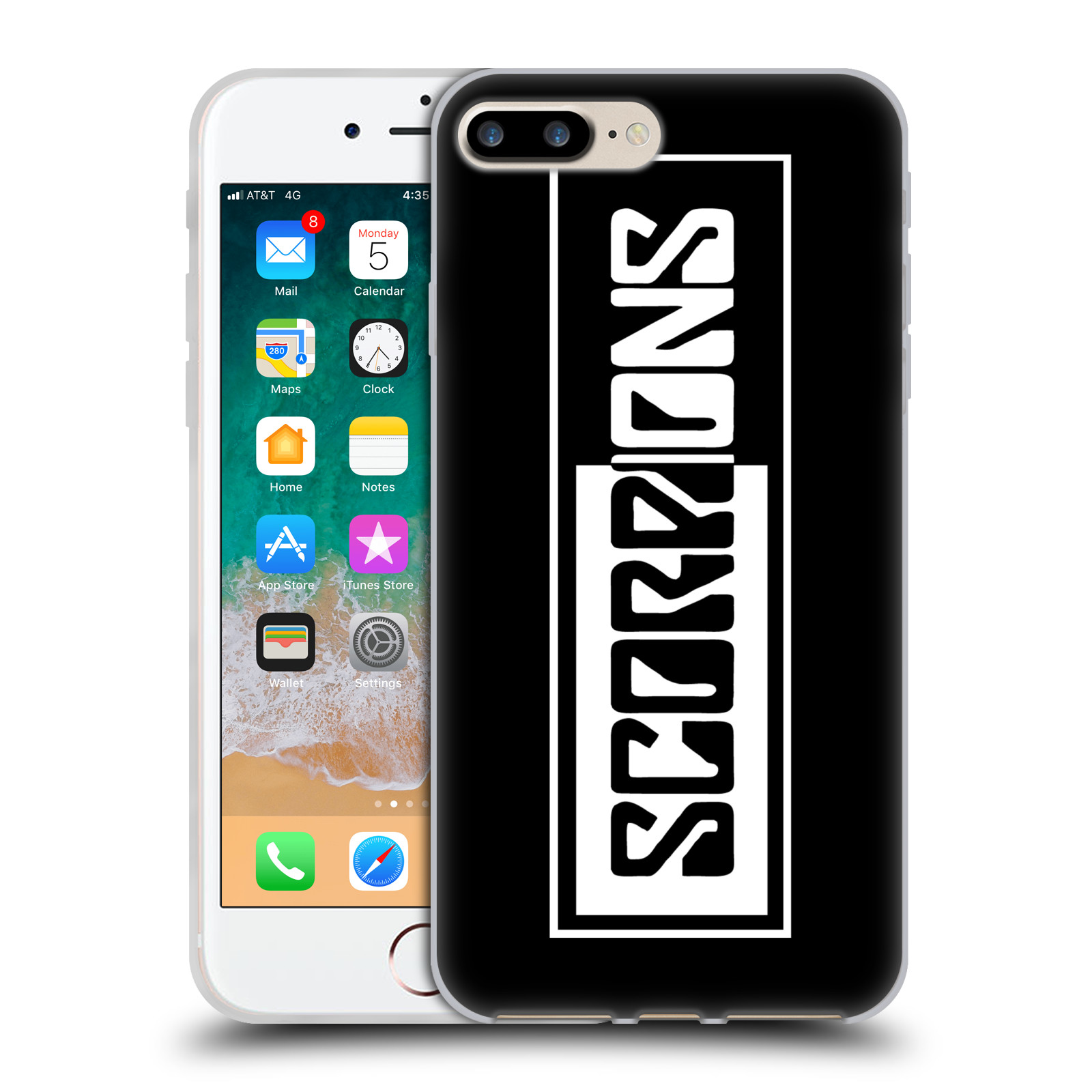 HEAD CASE silikonový obal na mobil Apple Iphone 7 PLUS Skupina Scorpions retro Logo černá a bílá