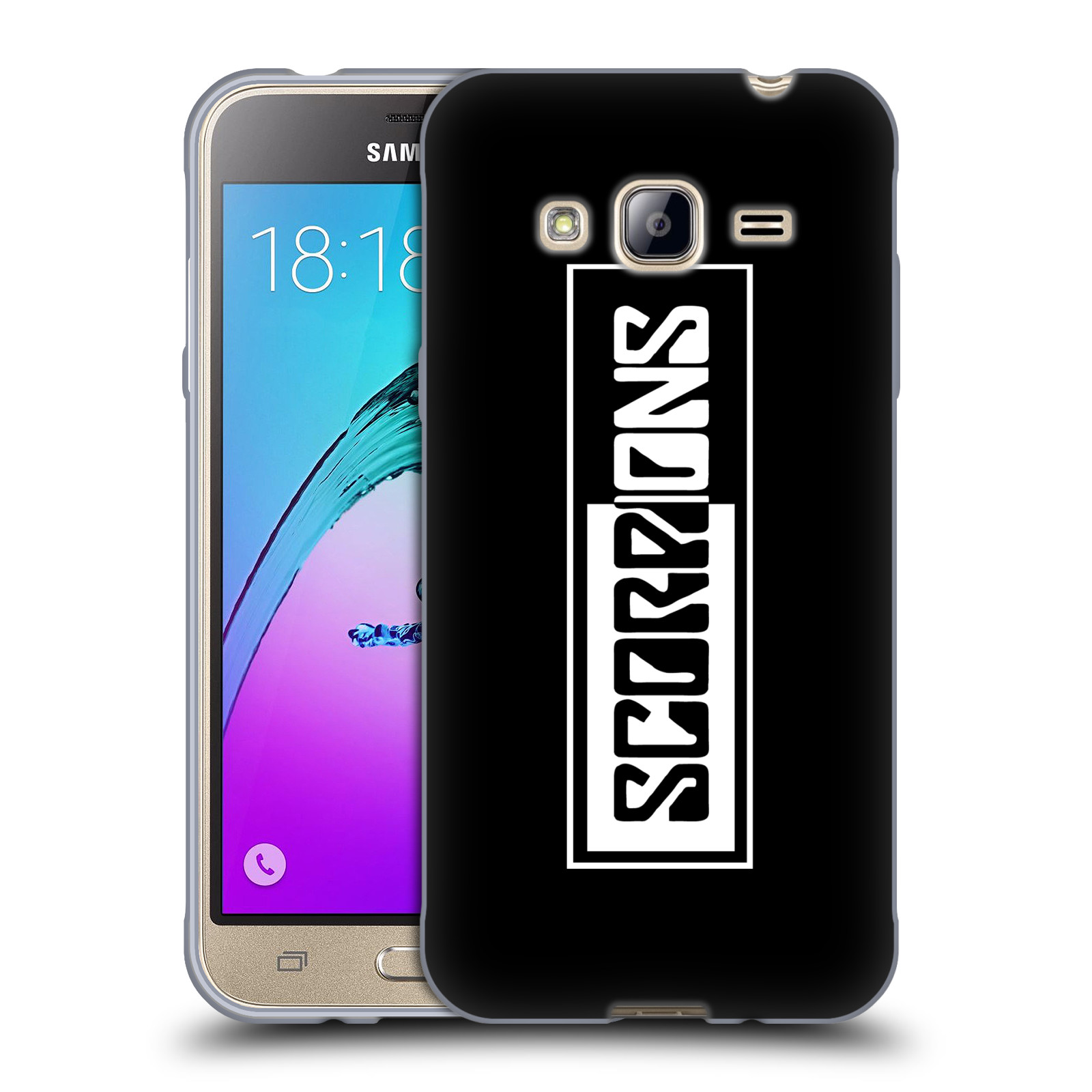 HEAD CASE silikonový obal na mobil Samsung Galaxy J3, J3 2016 Skupina Scorpions retro Logo černá a bílá