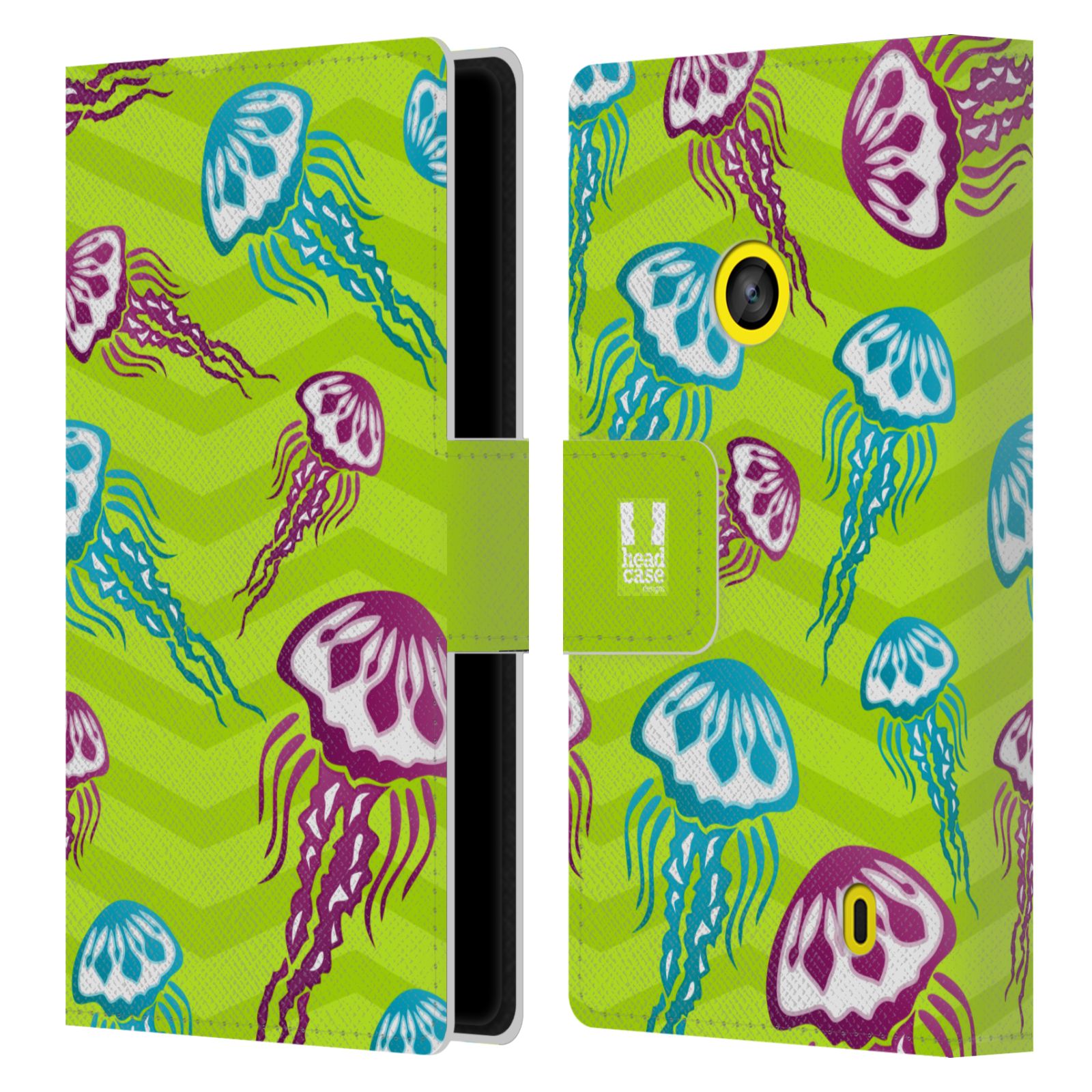 HEAD CASE Flipové pouzdro pro mobil NOKIA LUMIA 520 / 525 Mořský živočich medůza zelená barva