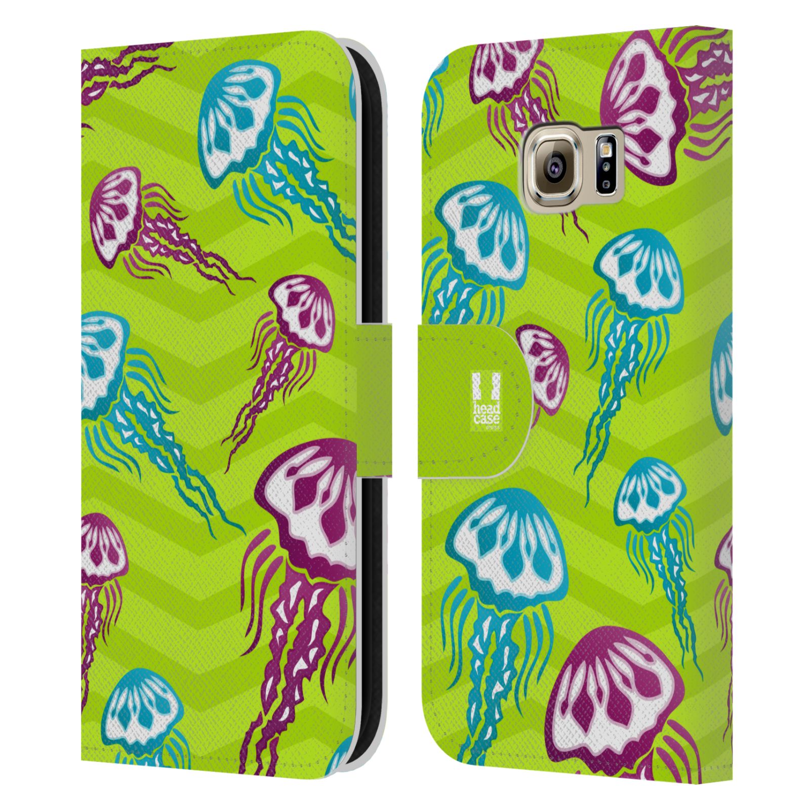 HEAD CASE Flipové pouzdro pro mobil Samsung Galaxy S6 (G9200) Mořský živočich medůza zelená barva