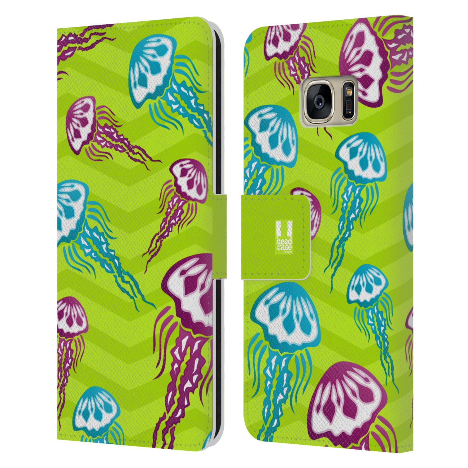 HEAD CASE Flipové pouzdro pro mobil Samsung Galaxy S7 (G9300) Mořský živočich medůza zelená barva