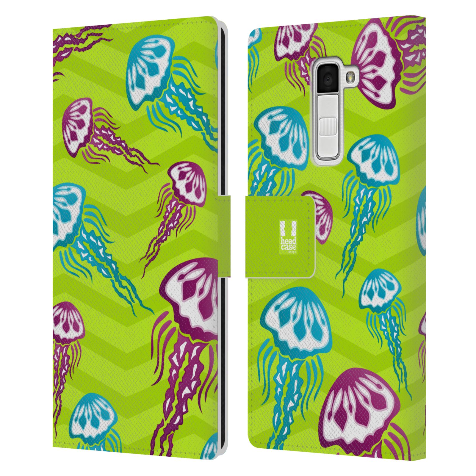 HEAD CASE Flipové pouzdro pro mobil LG K10 Mořský živočich medůza zelená barva