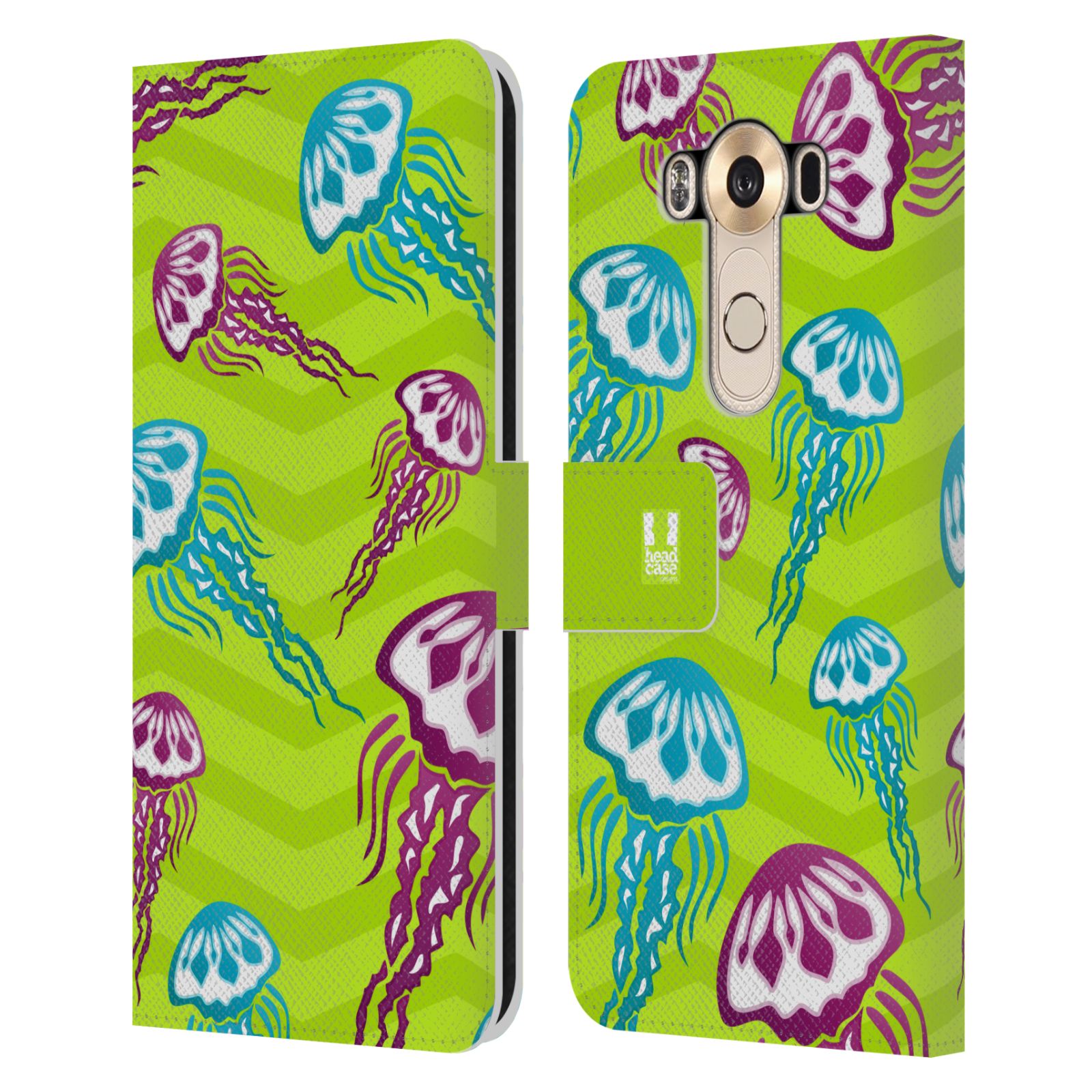 HEAD CASE Flipové pouzdro pro mobil LG V10 Mořský živočich medůza zelená barva