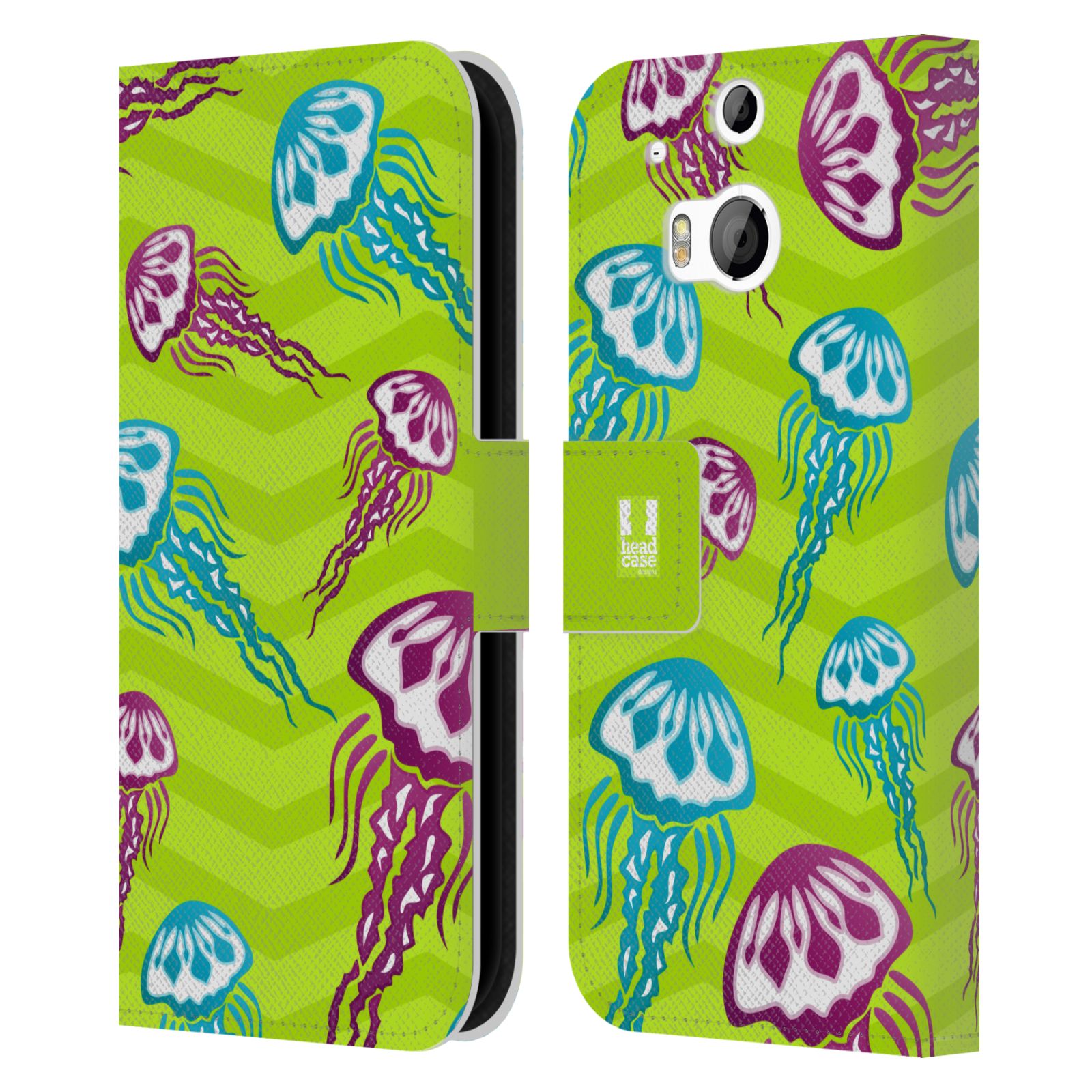 HEAD CASE Flipové pouzdro pro mobil HTC ONE (M8, M8s) Mořský živočich medůza zelená barva