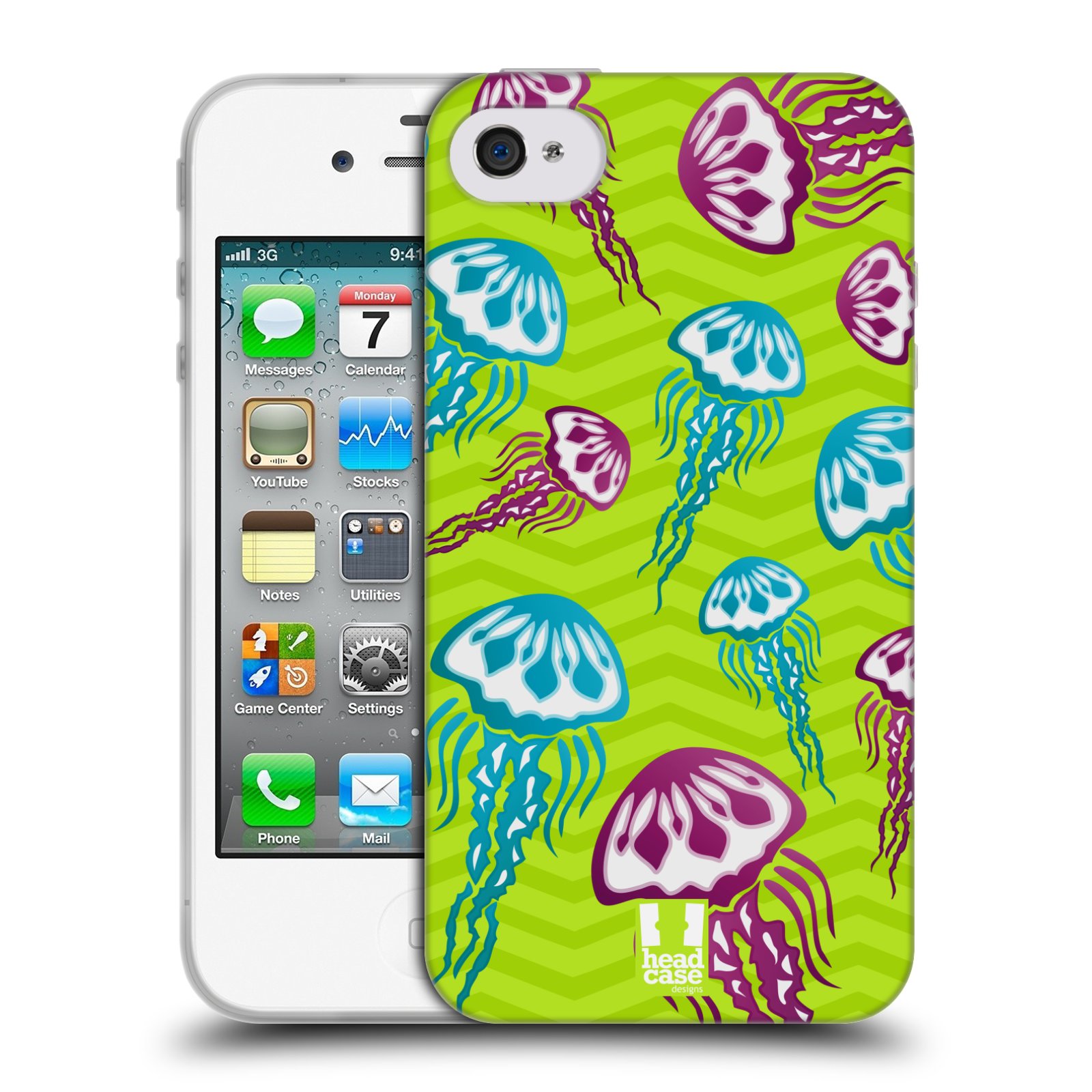 HEAD CASE silikonový obal na mobil Apple Iphone 4/4S vzor mořský živočich medůza