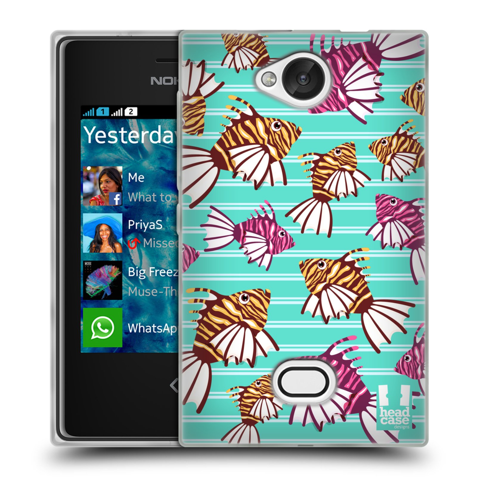 HEAD CASE silikonový obal na mobil NOKIA Asha 503 vzor mořský živočich ryba