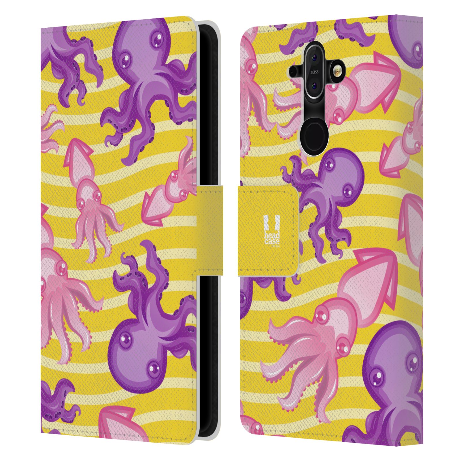 HEAD CASE Flipové pouzdro pro mobil Nokia 8 SIROCCO Mořský živočich chobotnice a krakatice žlutá barva