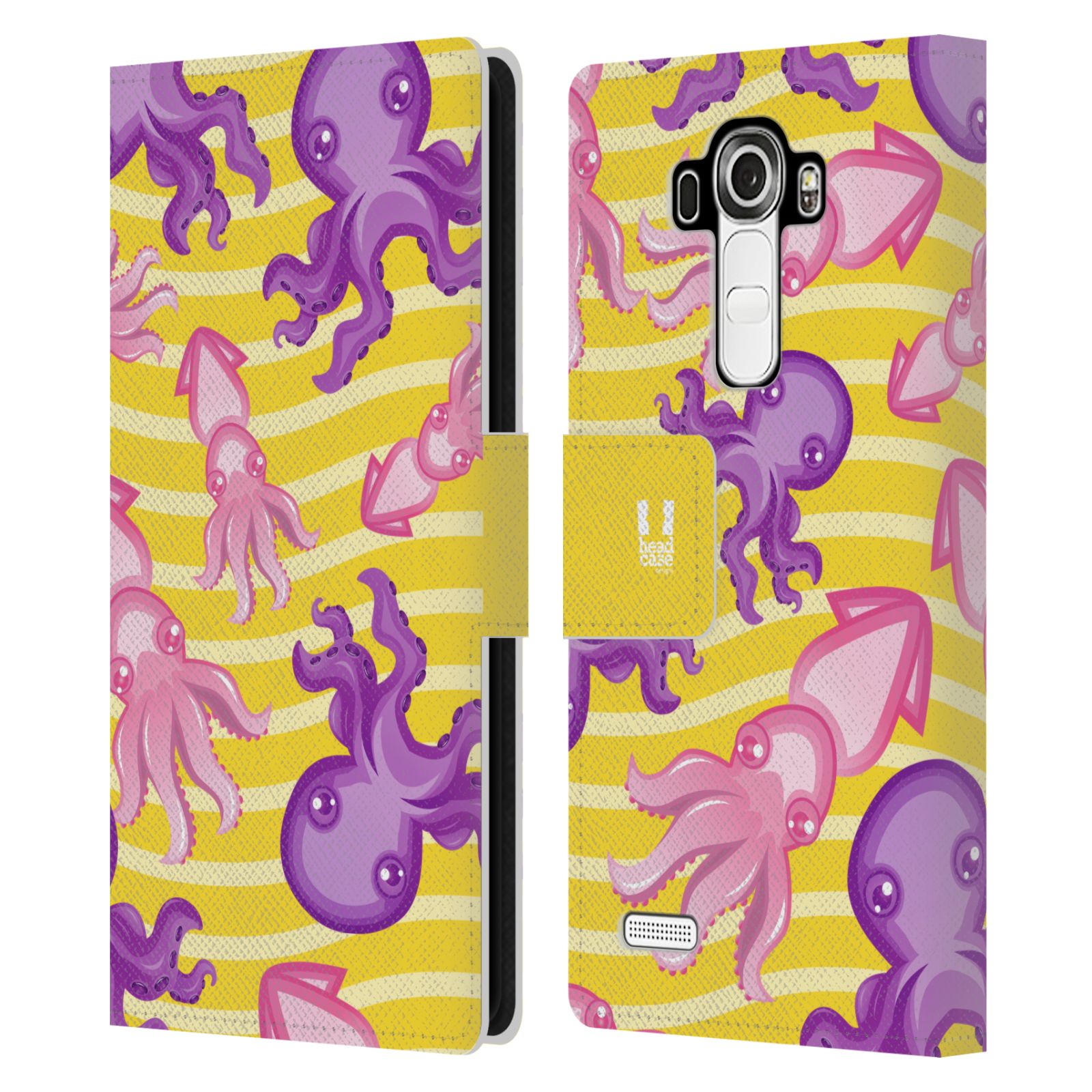 HEAD CASE Flipové pouzdro pro mobil LG G4 (H815) Mořský živočich chobotnice a krakatice žlutá barva
