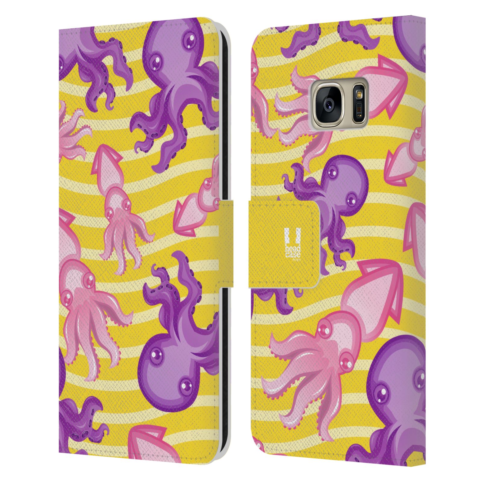 HEAD CASE Flipové pouzdro pro mobil Samsung Galaxy S7 (G9300) Mořský živočich chobotnice a krakatice žlutá barva