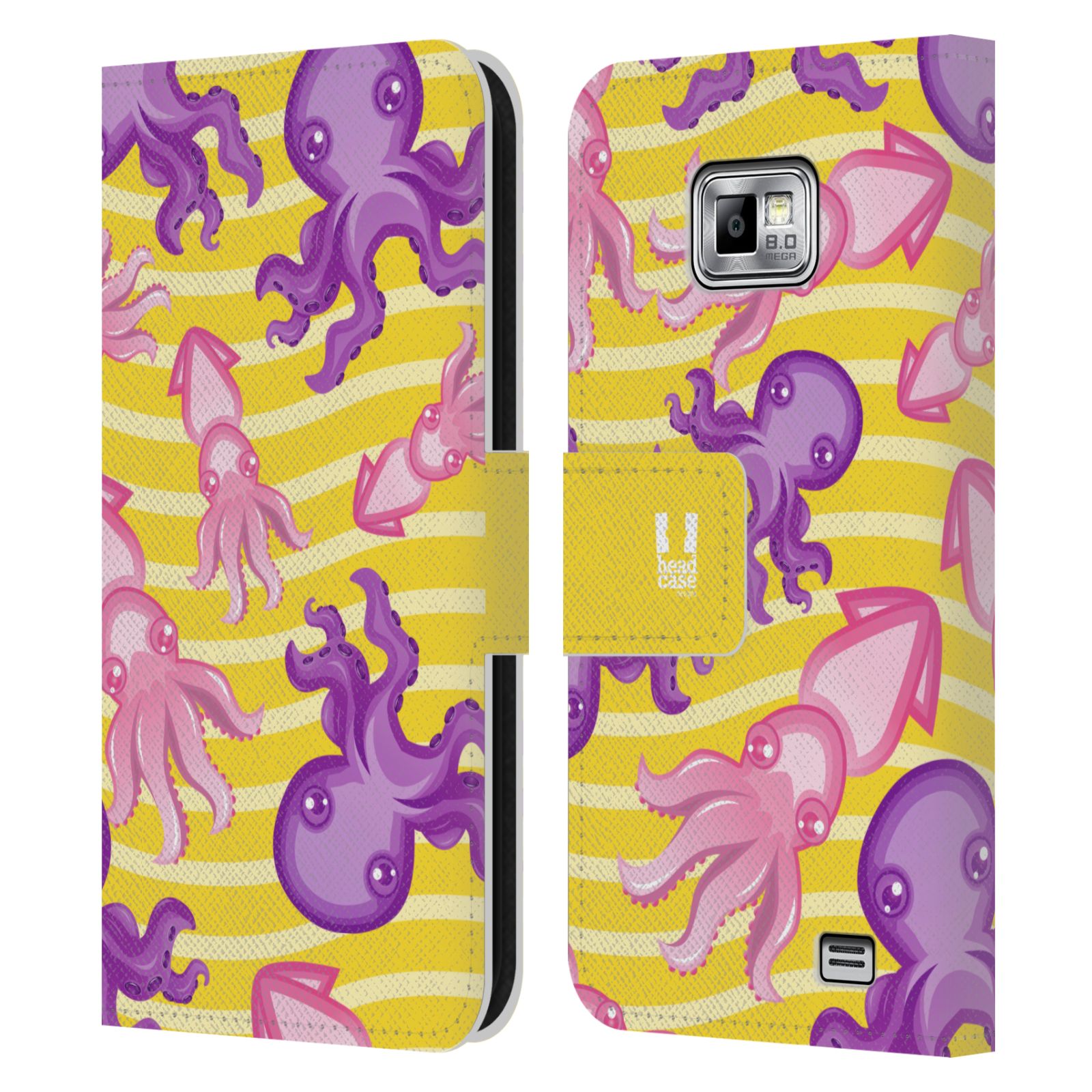 HEAD CASE Flipové pouzdro pro mobil Samsung Galaxy S2 i9100 Mořský živočich chobotnice a krakatice žlutá barva