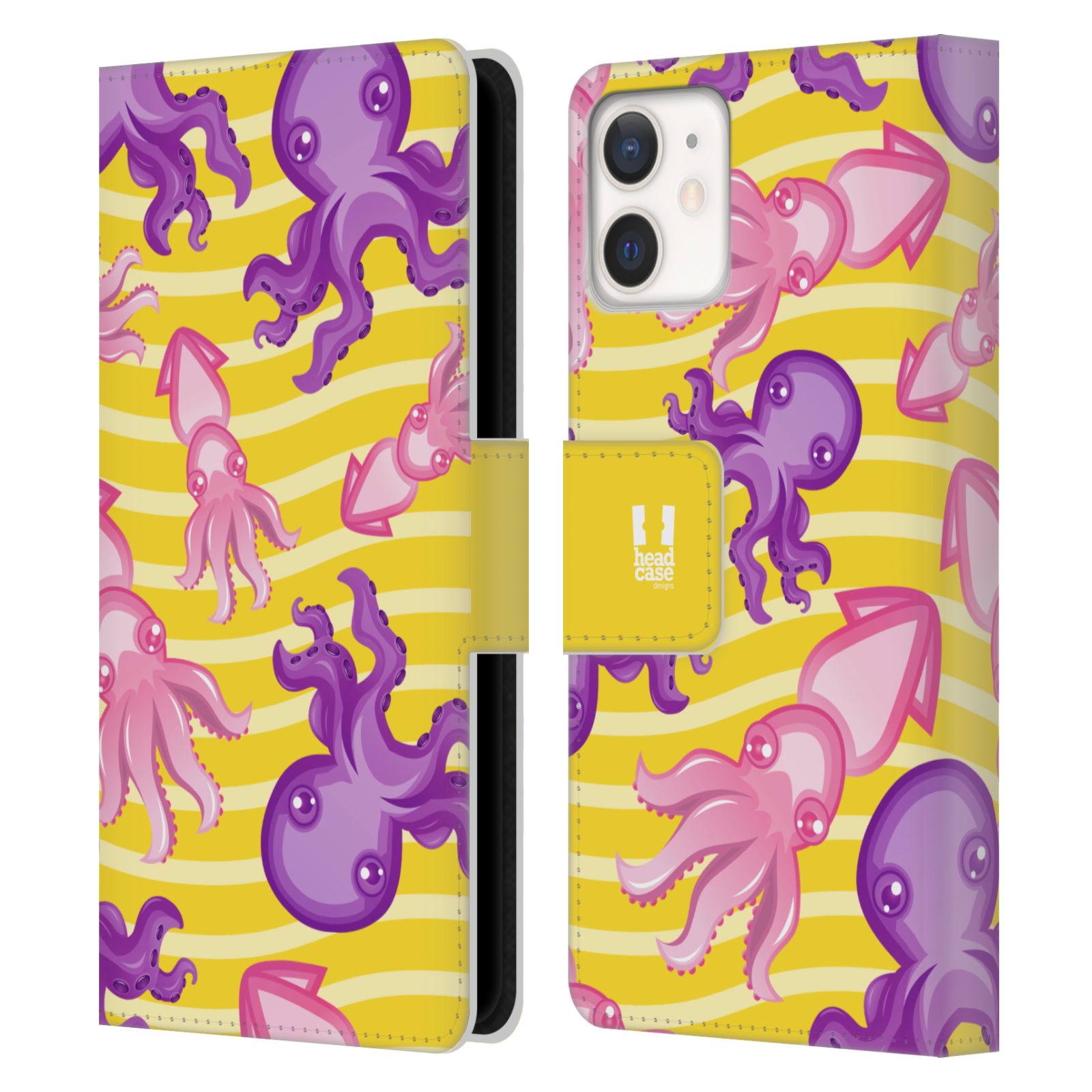 Pouzdro pro mobil Apple Iphone 12 MINI Mořský živočich chobotnice a krakatice žlutá barva