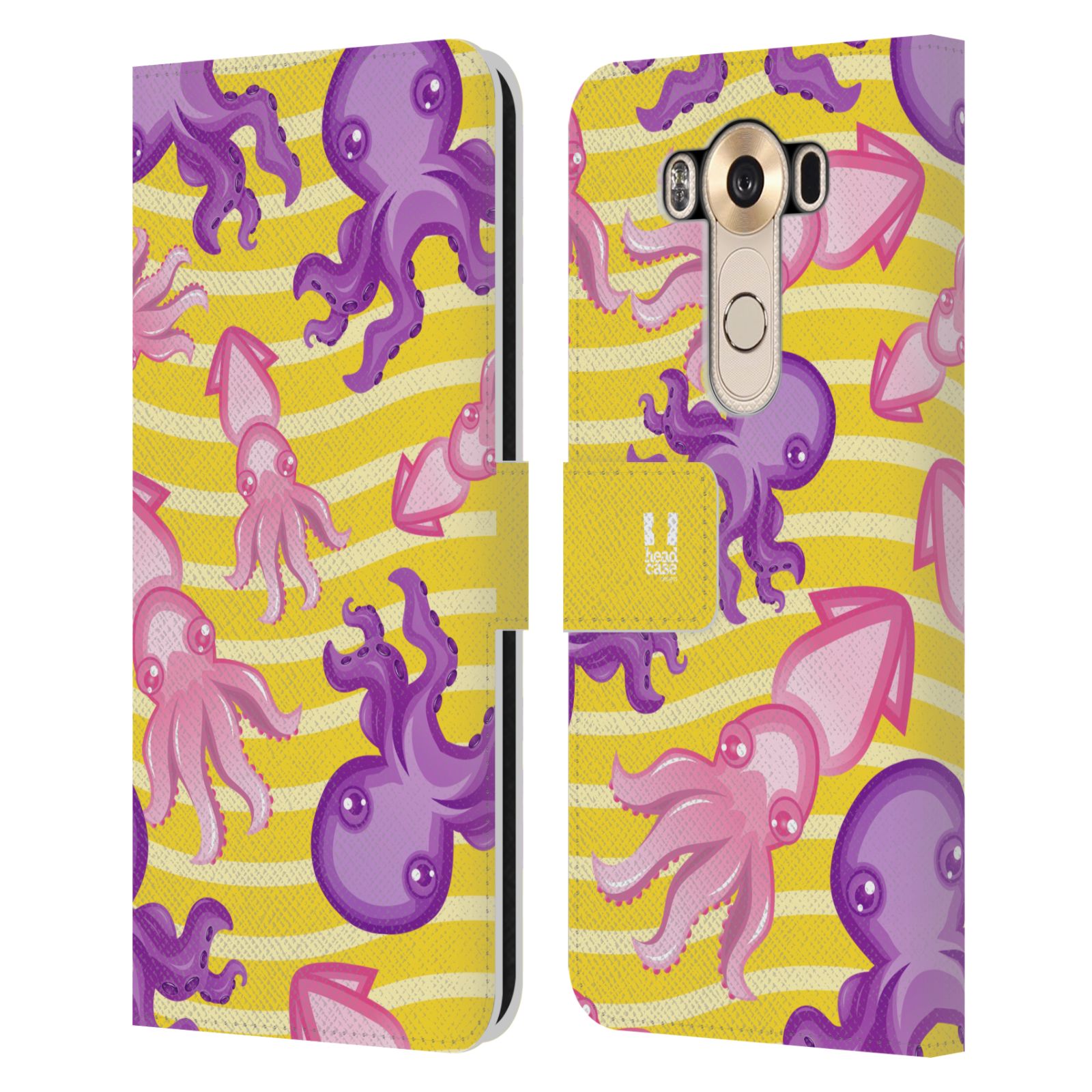 HEAD CASE Flipové pouzdro pro mobil LG V10 Mořský živočich chobotnice a krakatice žlutá barva