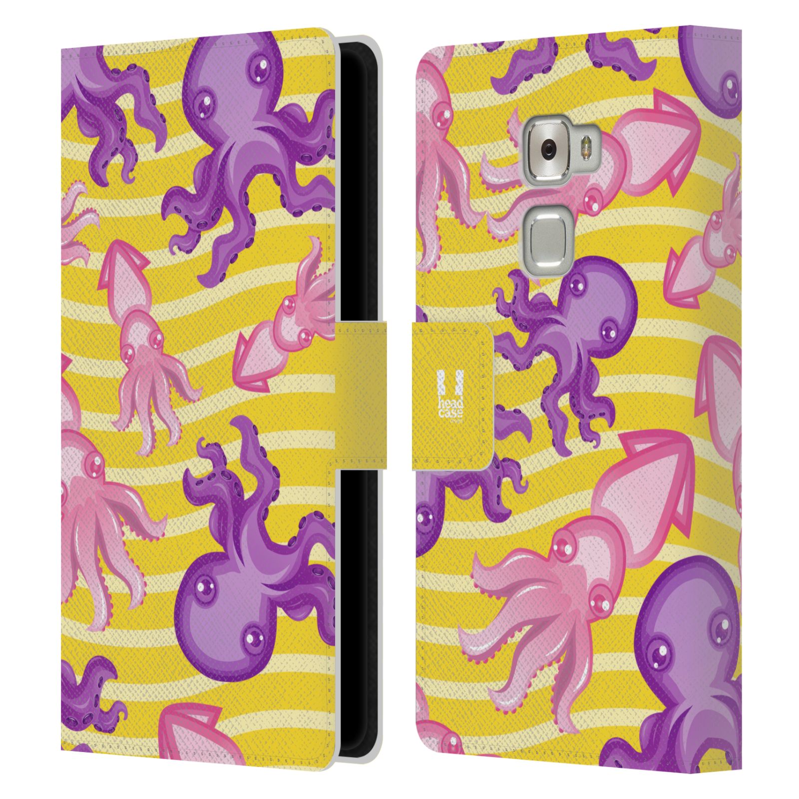 HEAD CASE Flipové pouzdro pro mobil Huawei MATE S Mořský živočich chobotnice a krakatice žlutá barva