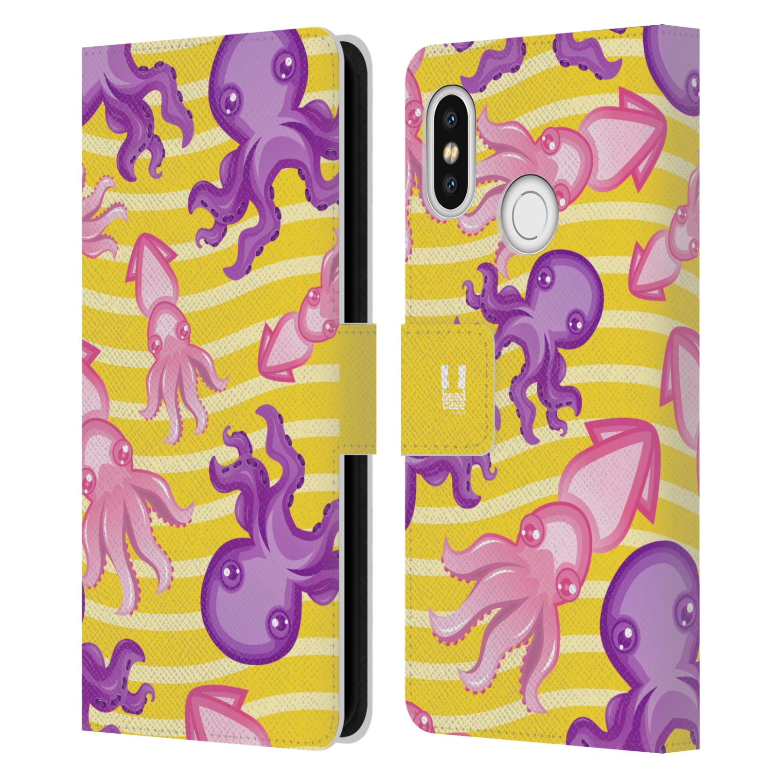 HEAD CASE Flipové pouzdro pro mobil Xiaomi Mi 8 Mořský živočich chobotnice a krakatice žlutá barva