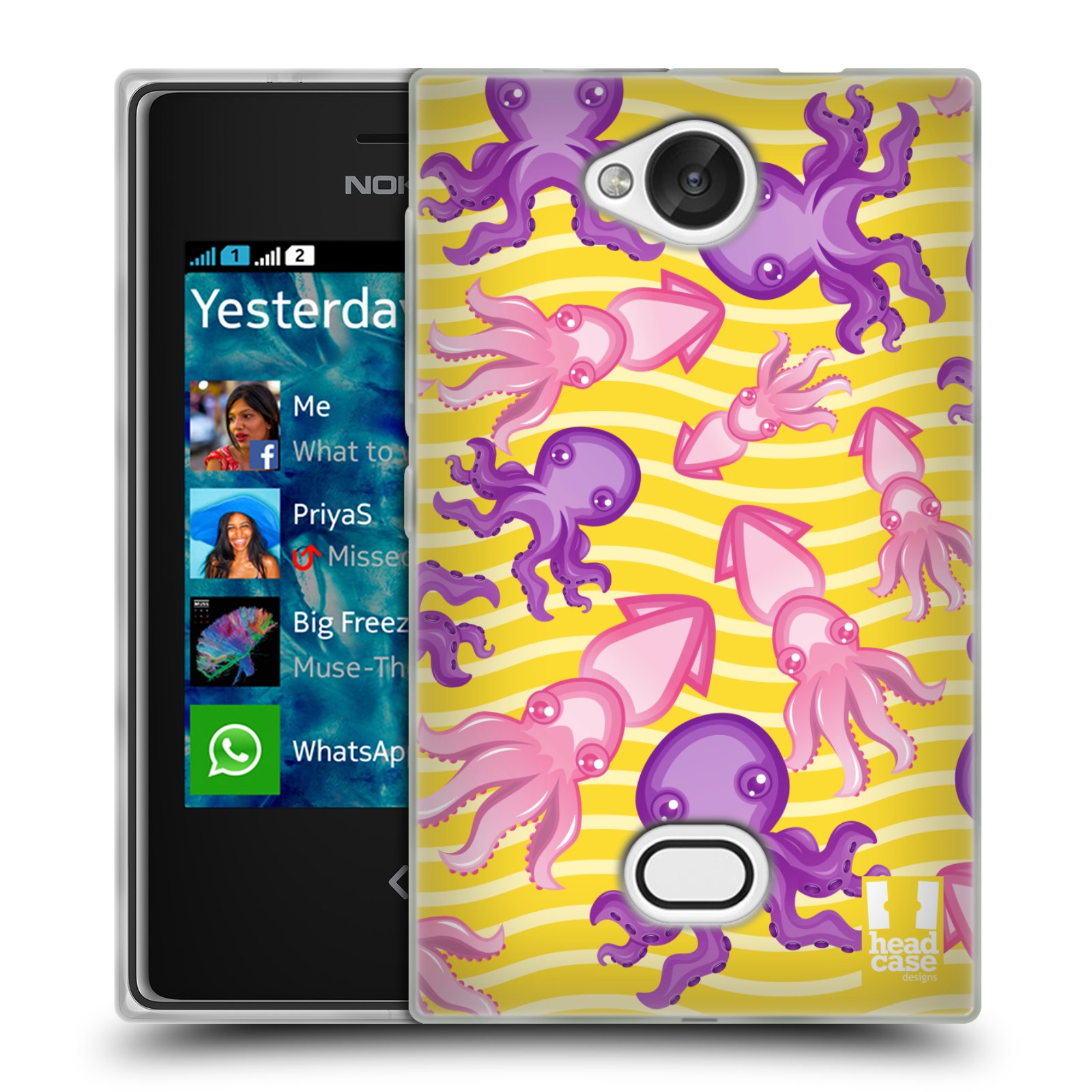 HEAD CASE silikonový obal na mobil NOKIA Asha 503 vzor mořský živočich chobotnice