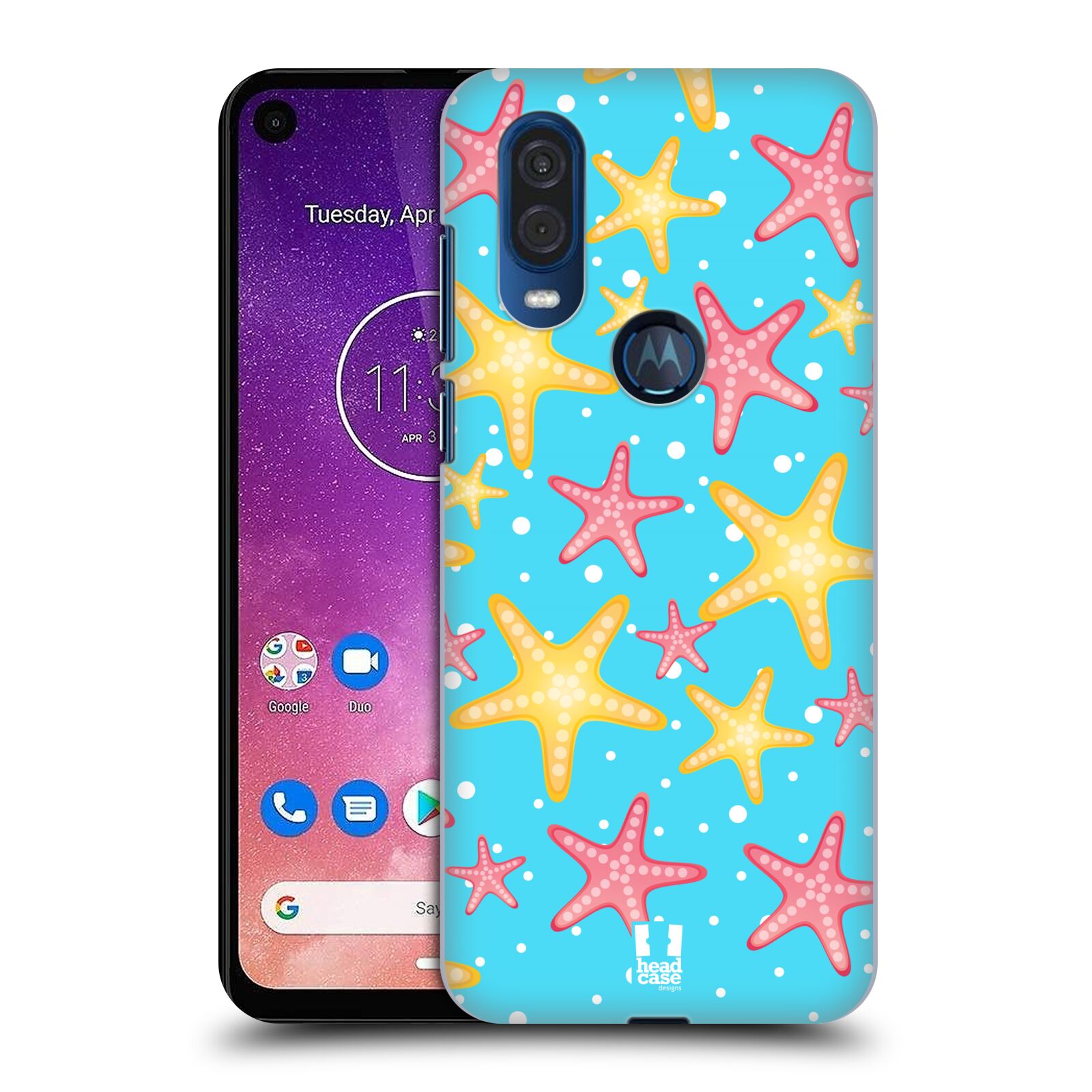 Zadní obal pro mobil Motorola One Vision - HEAD CASE - kreslený mořský vzor hvězda
