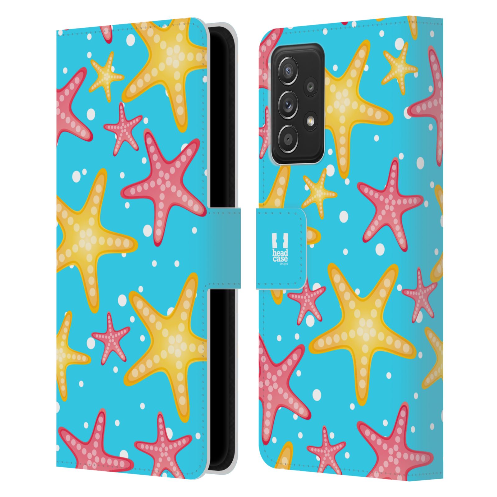 Pouzdro pro mobil Samsung Galaxy A52 / A52 5G / A52s 5G - HEAD CASE - Mořský vzor - barevné hvězdy