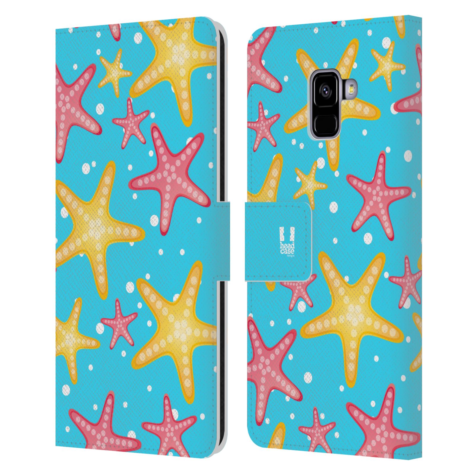 Pouzdro pro mobil Samsung Galaxy A8+ 2018 - Mořský vzor - barevné hvězdy