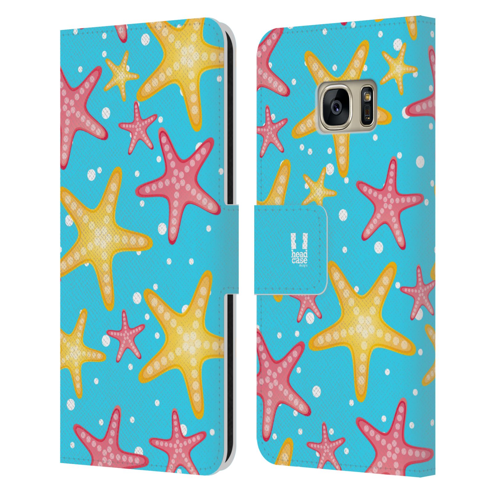 HEAD CASE Flipové pouzdro pro mobil Samsung Galaxy S7 (G9300) Mořský živočich hvězdice modrá barva pozadí