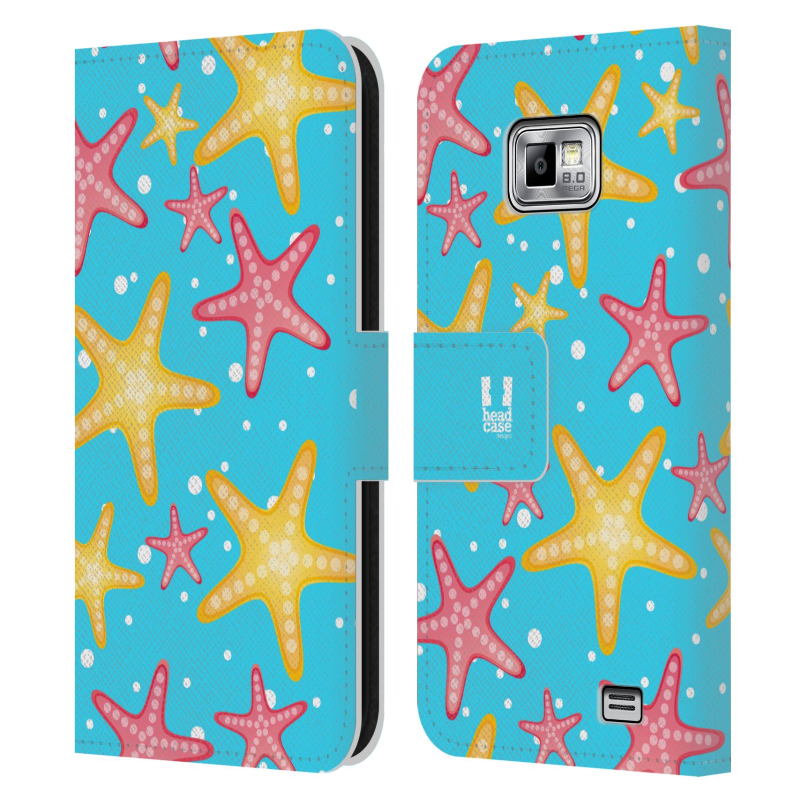 HEAD CASE Flipové pouzdro pro mobil Samsung Galaxy S2 i9100 Mořský živočich hvězdice modrá barva pozadí