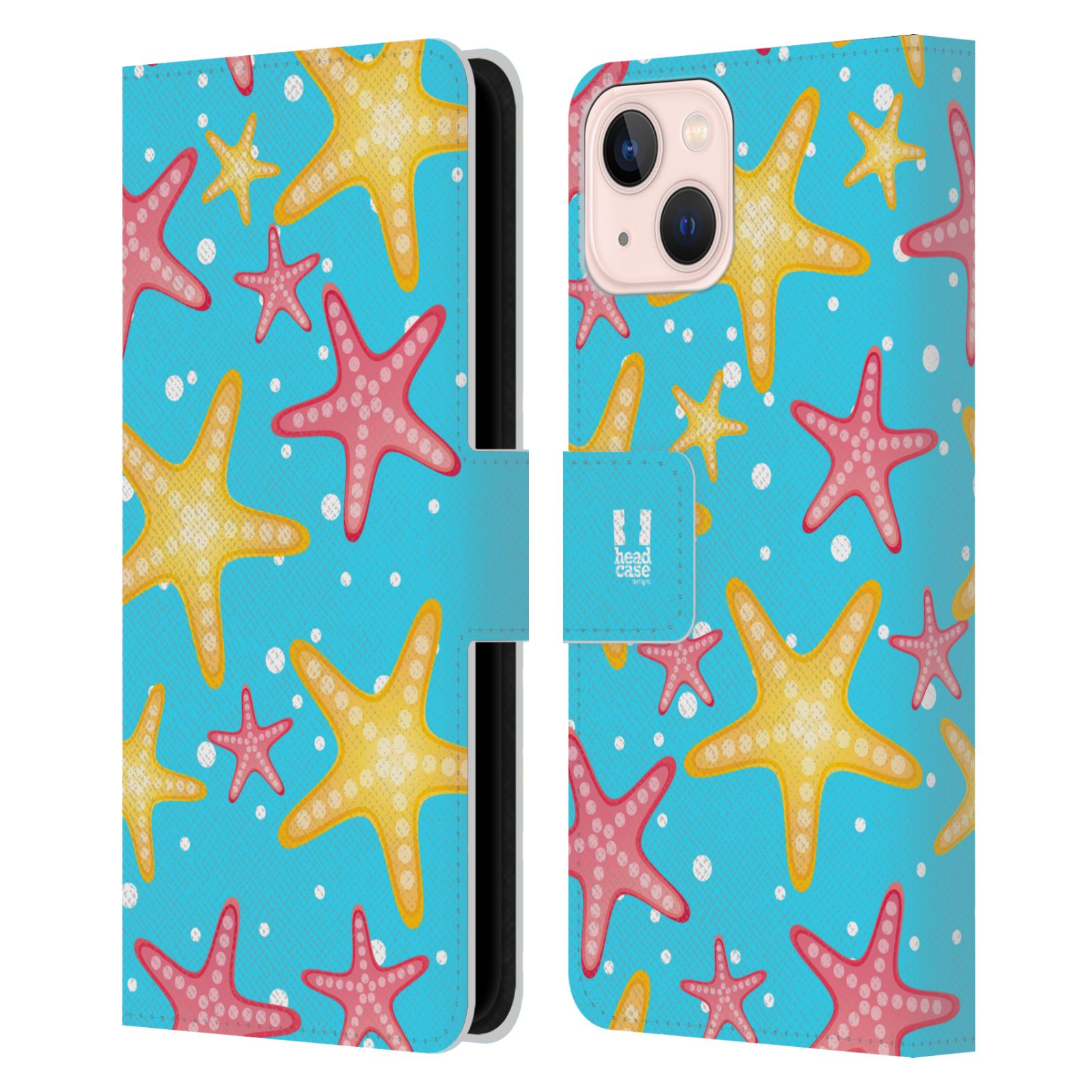 Pouzdro pro mobil Apple Iphone 13 - HEAD CASE - Mořský vzor - barevné hvězdy