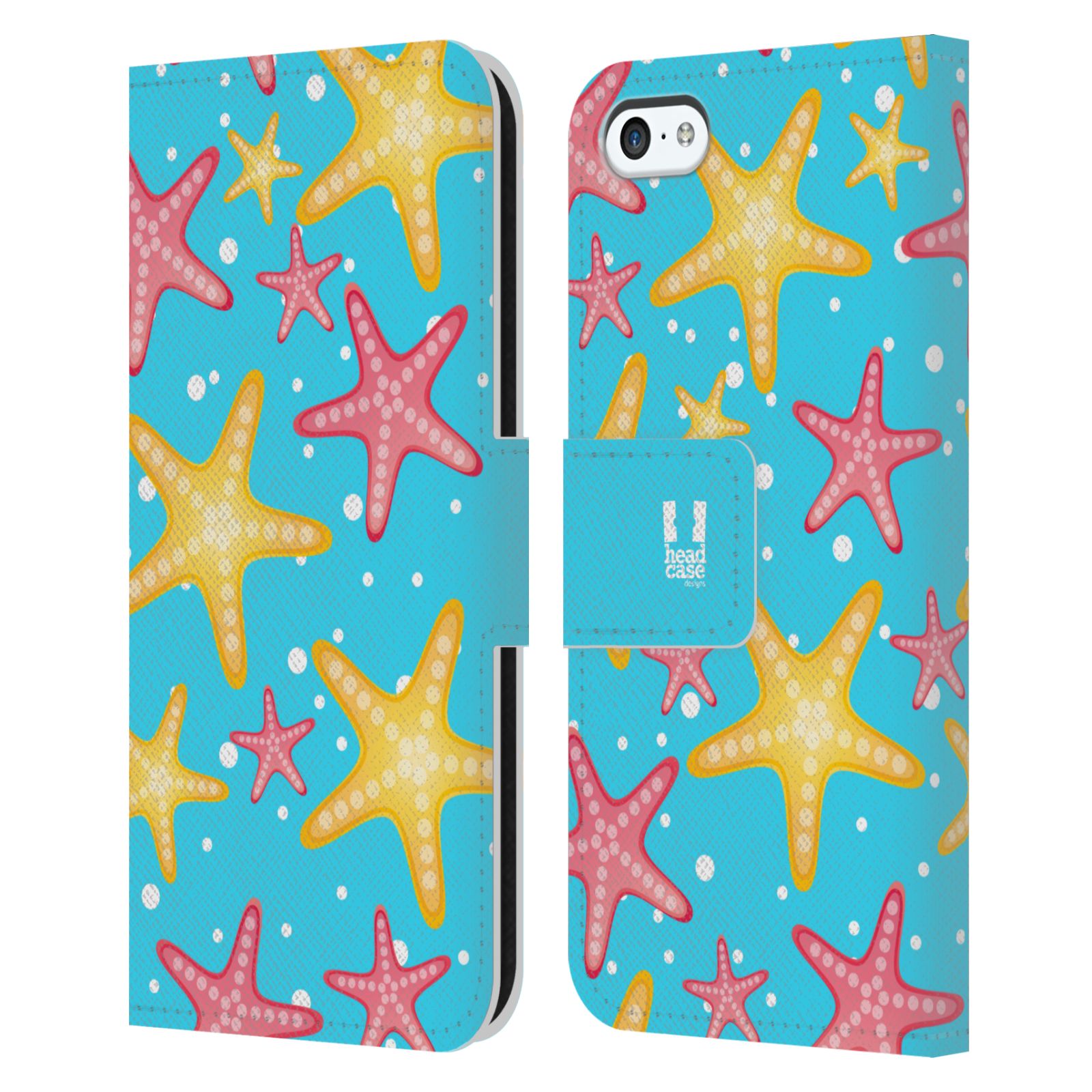 HEAD CASE Flipové pouzdro pro mobil Apple Iphone 5C Mořský živočich hvězdice modrá barva pozadí