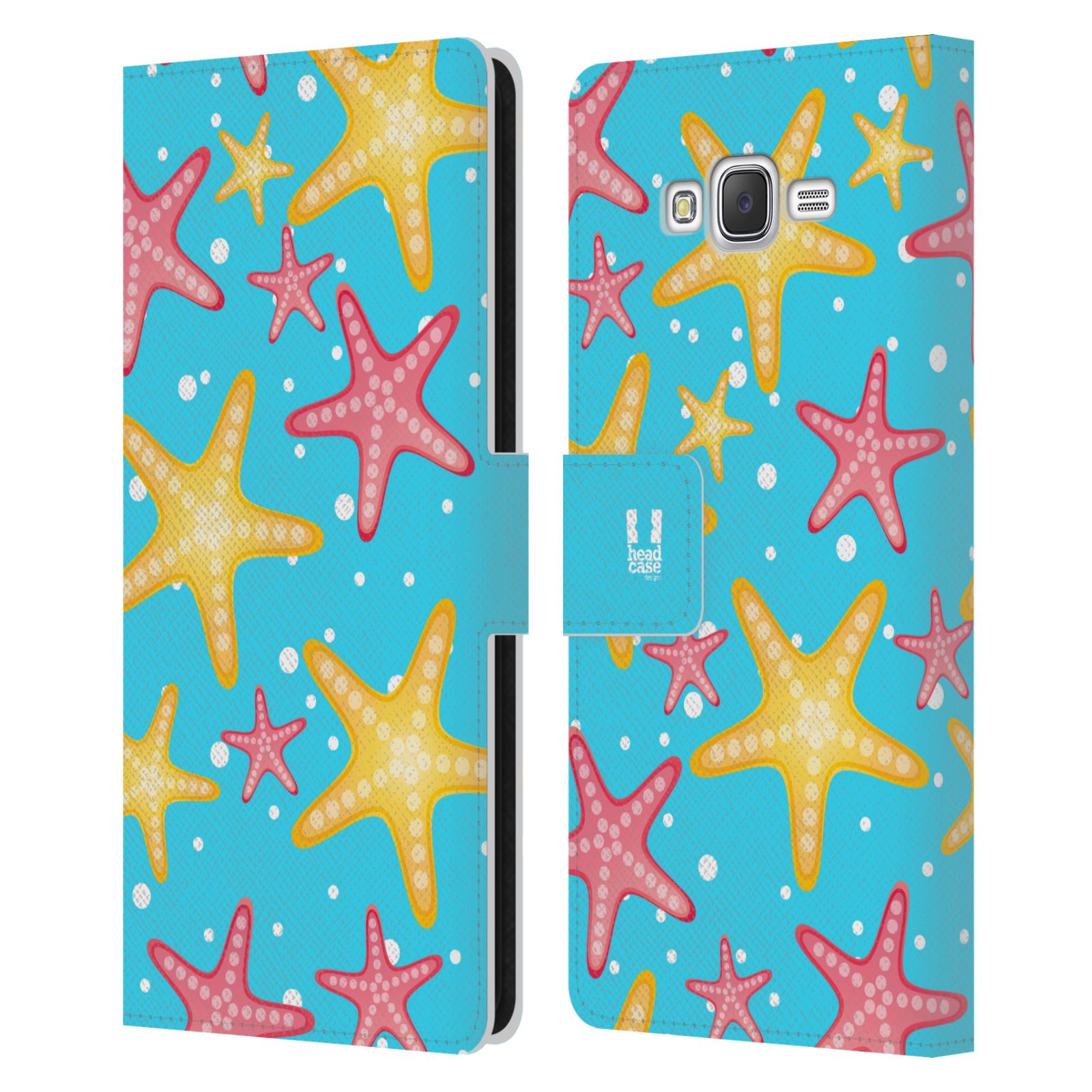 HEAD CASE Flipové pouzdro pro mobil Samsung Galaxy J7, J700 Mořský živočich hvězdice modrá barva pozadí