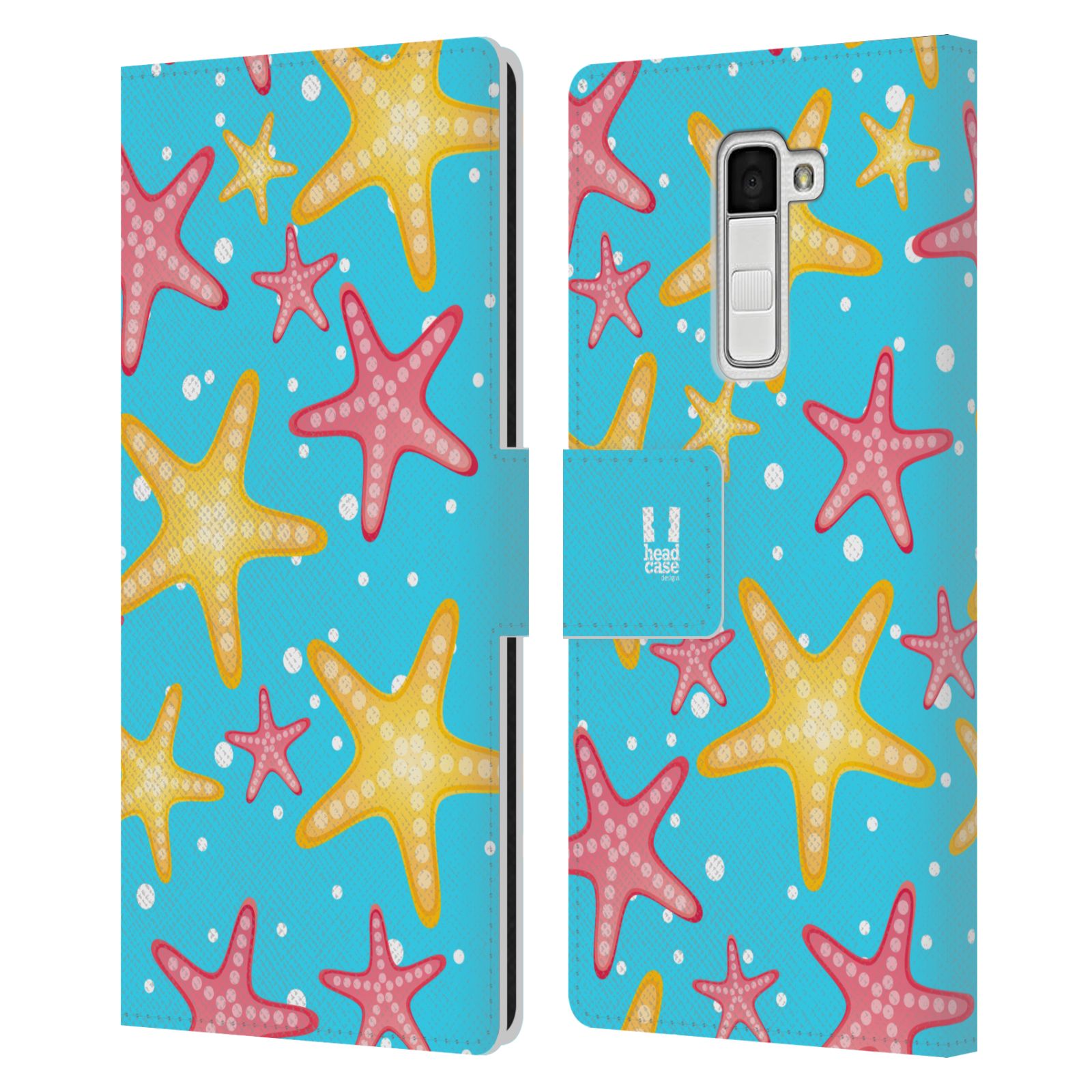 HEAD CASE Flipové pouzdro pro mobil LG K10 Mořský živočich hvězdice modrá barva pozadí