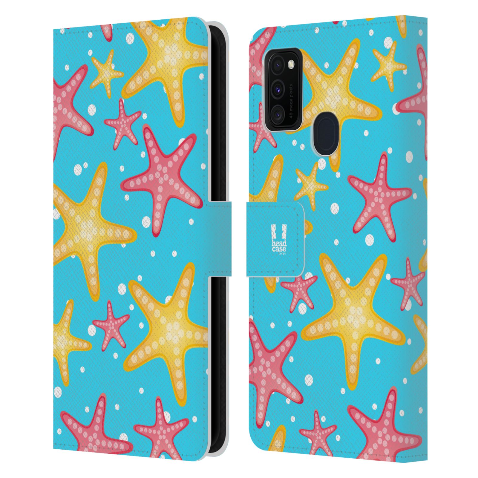 Pouzdro pro mobil Samsung Galaxy M21 - Mořský vzor - barevné hvězdy