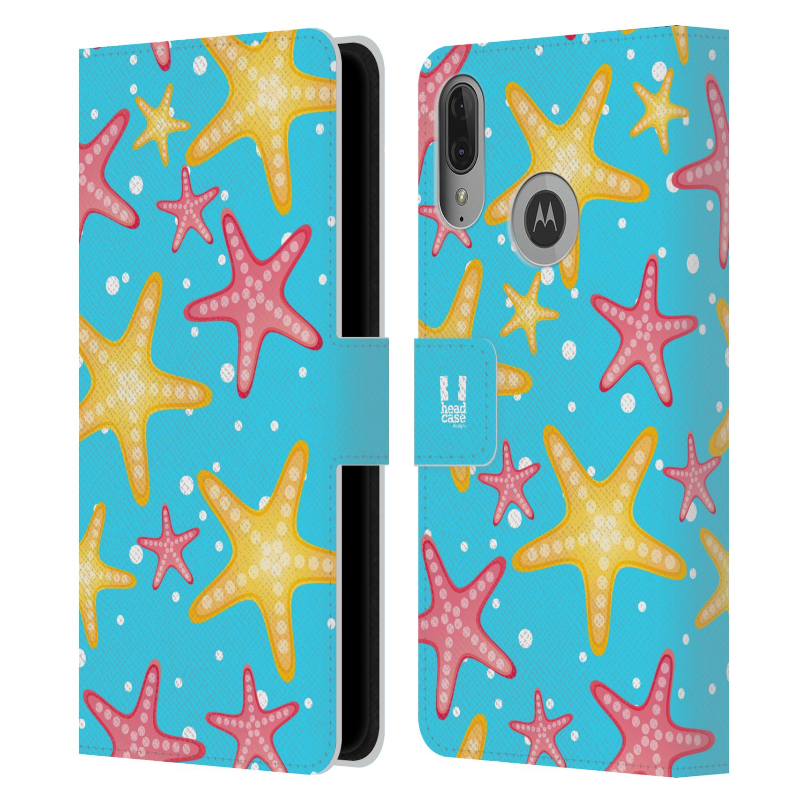 Pouzdro pro mobil Motorola Moto E6 PLUS  - Mořský vzor - barevné hvězdy