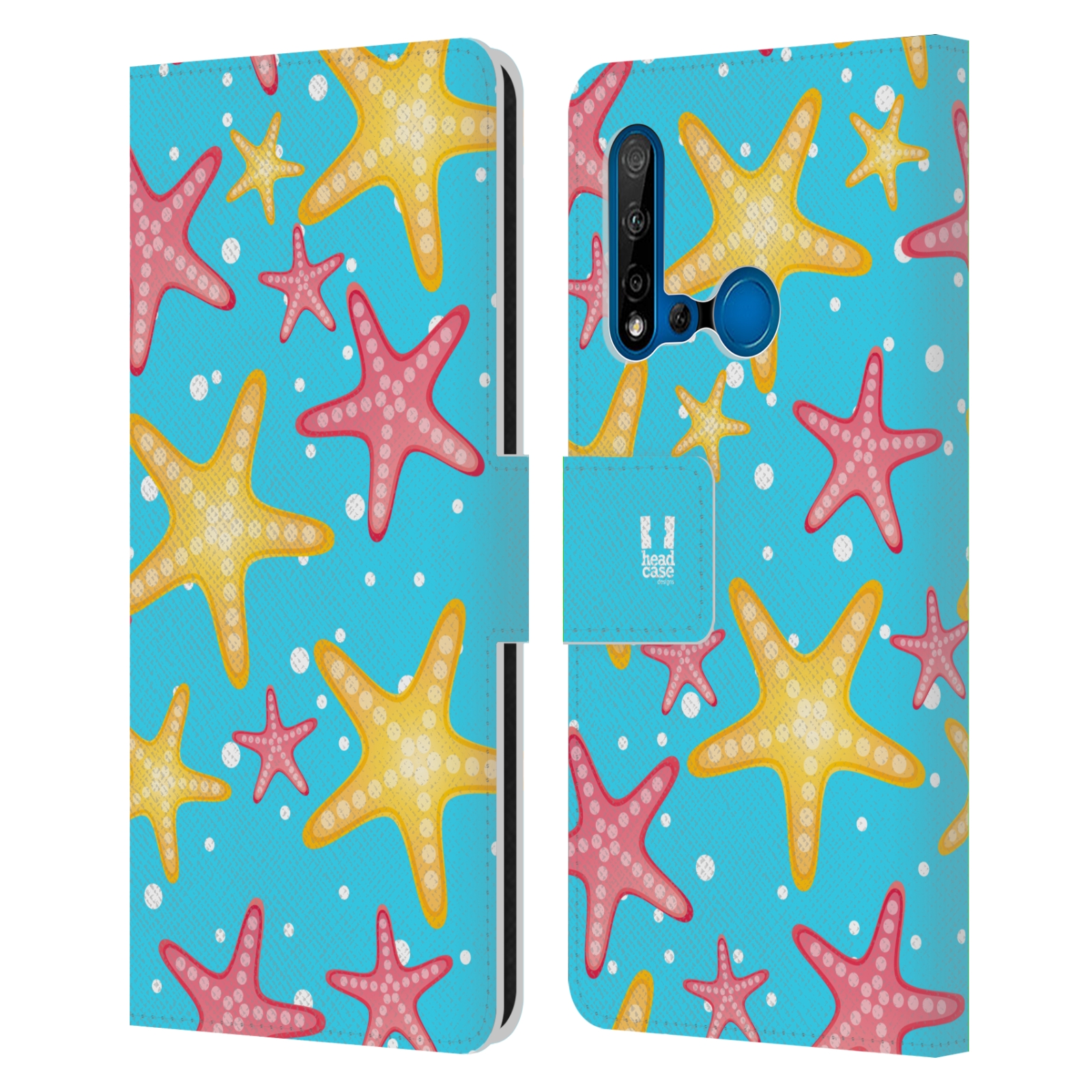 Pouzdro na mobil Huawei P20 LITE 2019 Mořský živočich hvězdice modrá barva pozadí
