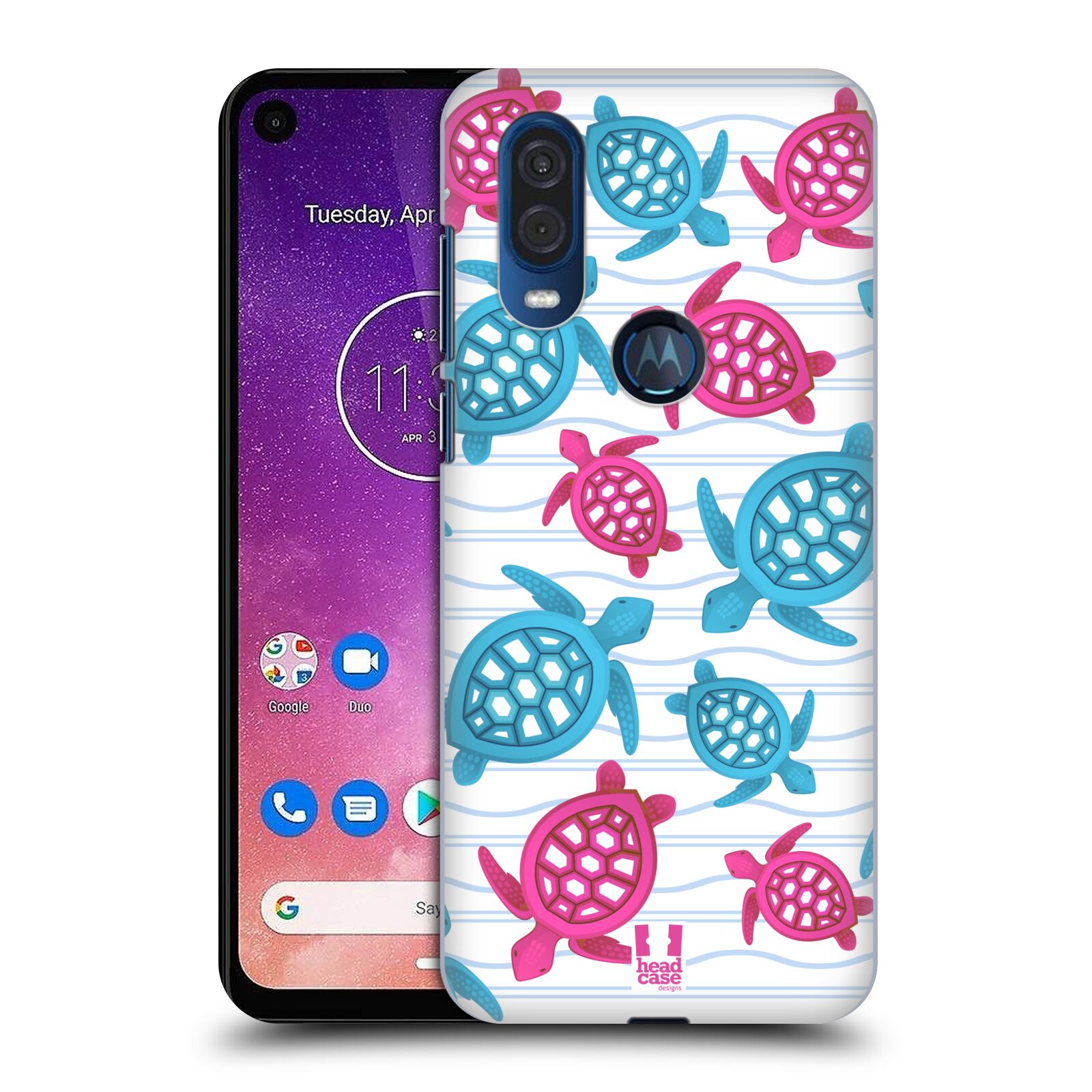 Zadní obal pro mobil Motorola One Vision - HEAD CASE - kreslený mořský vzor želvičky