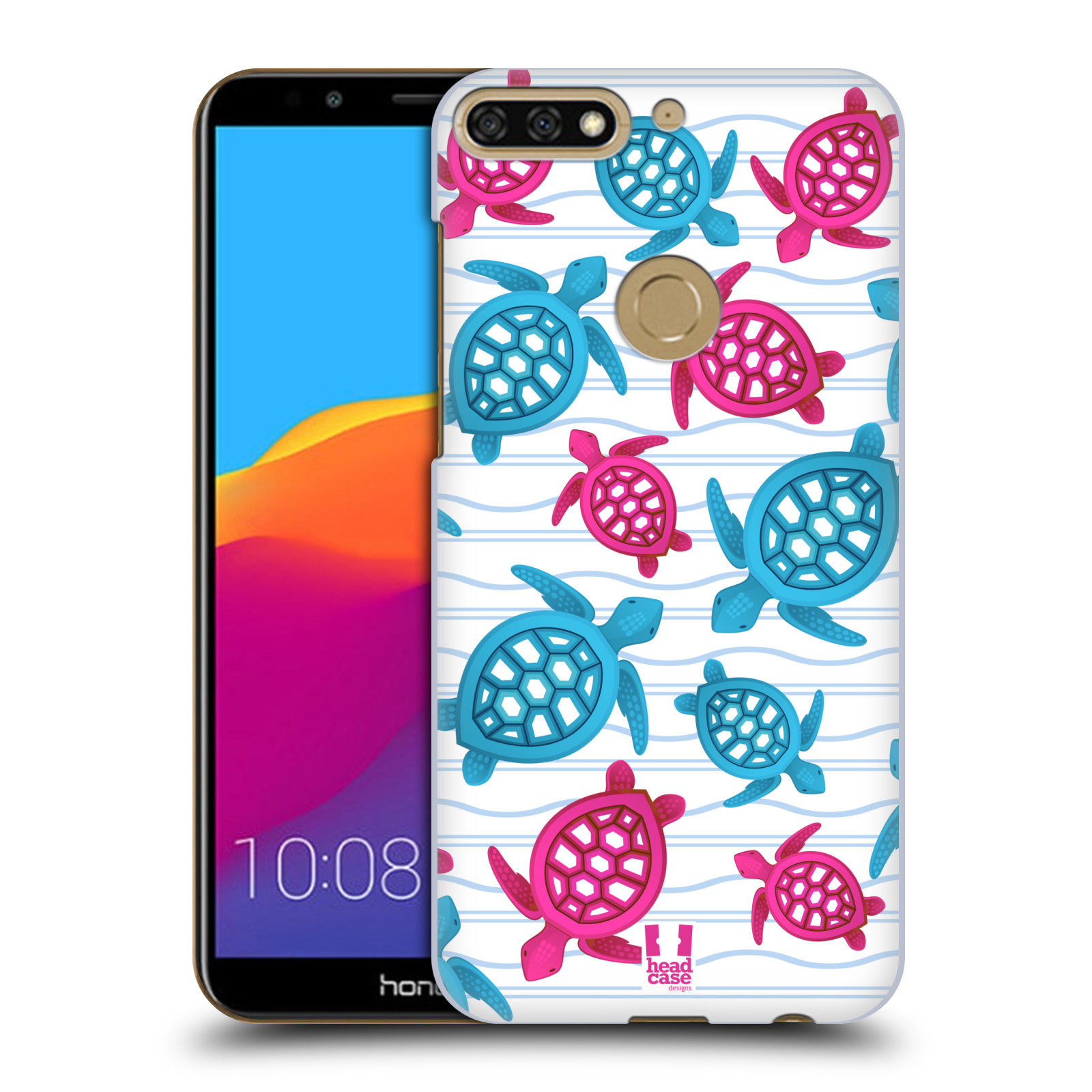 HEAD CASE plastový obal na mobil Honor 7c vzor mořský živočich želva modrá a růžová