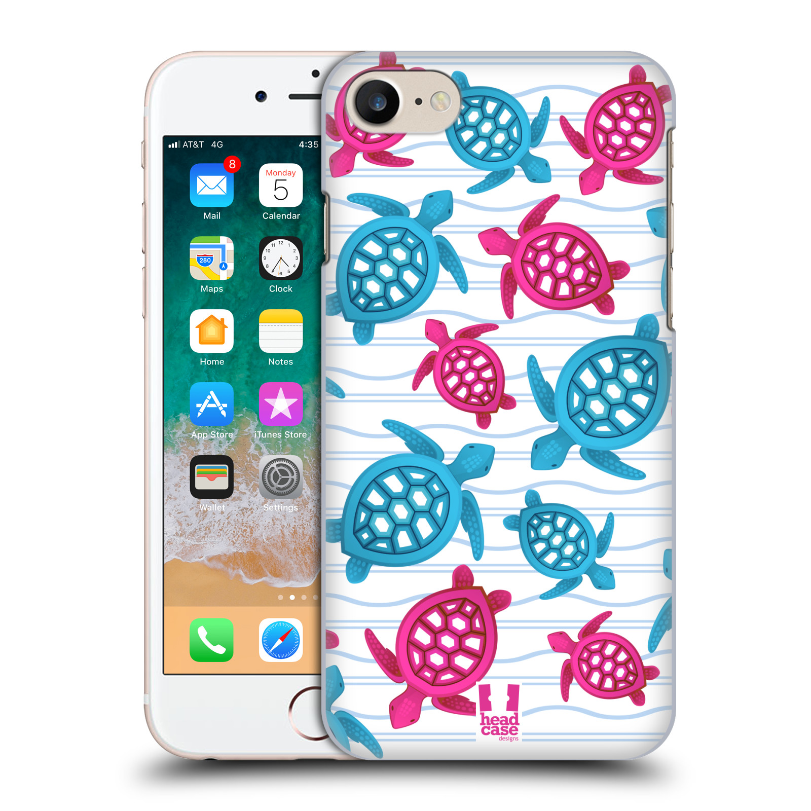 Zadní obal pro mobil Apple Iphone 7/8/SE2020 - HEAD CASE - kreslený mořský vzor želvičky