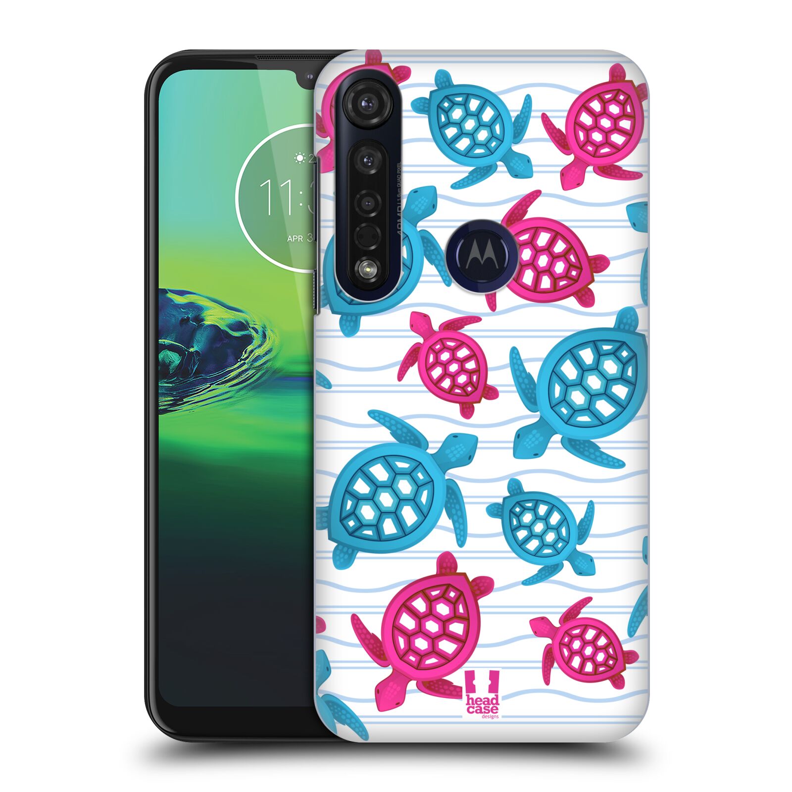 Pouzdro na mobil Motorola Moto G8 PLUS - HEAD CASE - vzor mořský živočich želva modrá a růžová