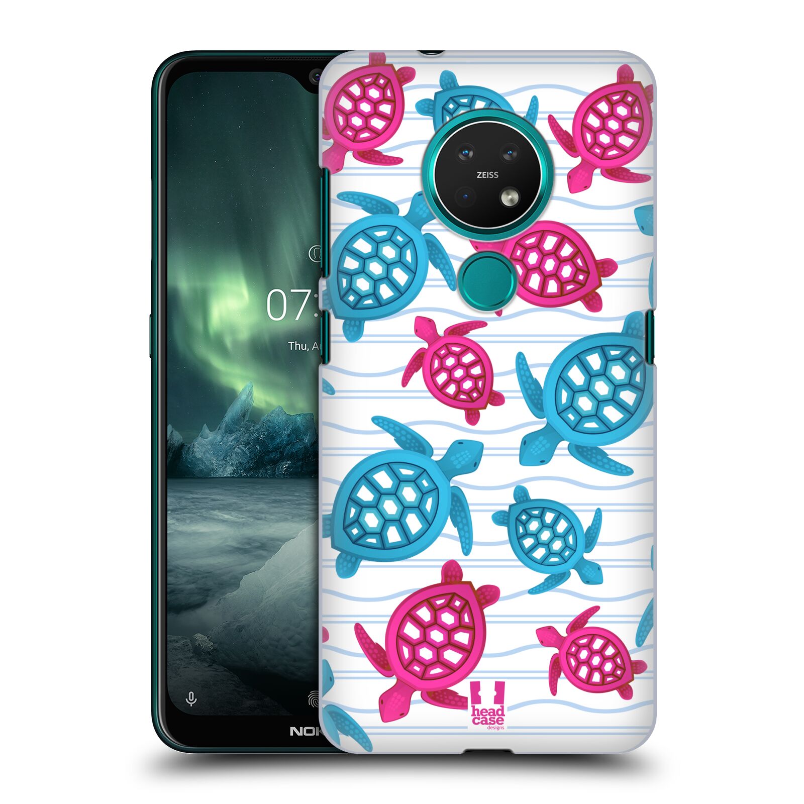 Pouzdro na mobil NOKIA 7.2 - HEAD CASE - vzor mořský živočich želva modrá a růžová