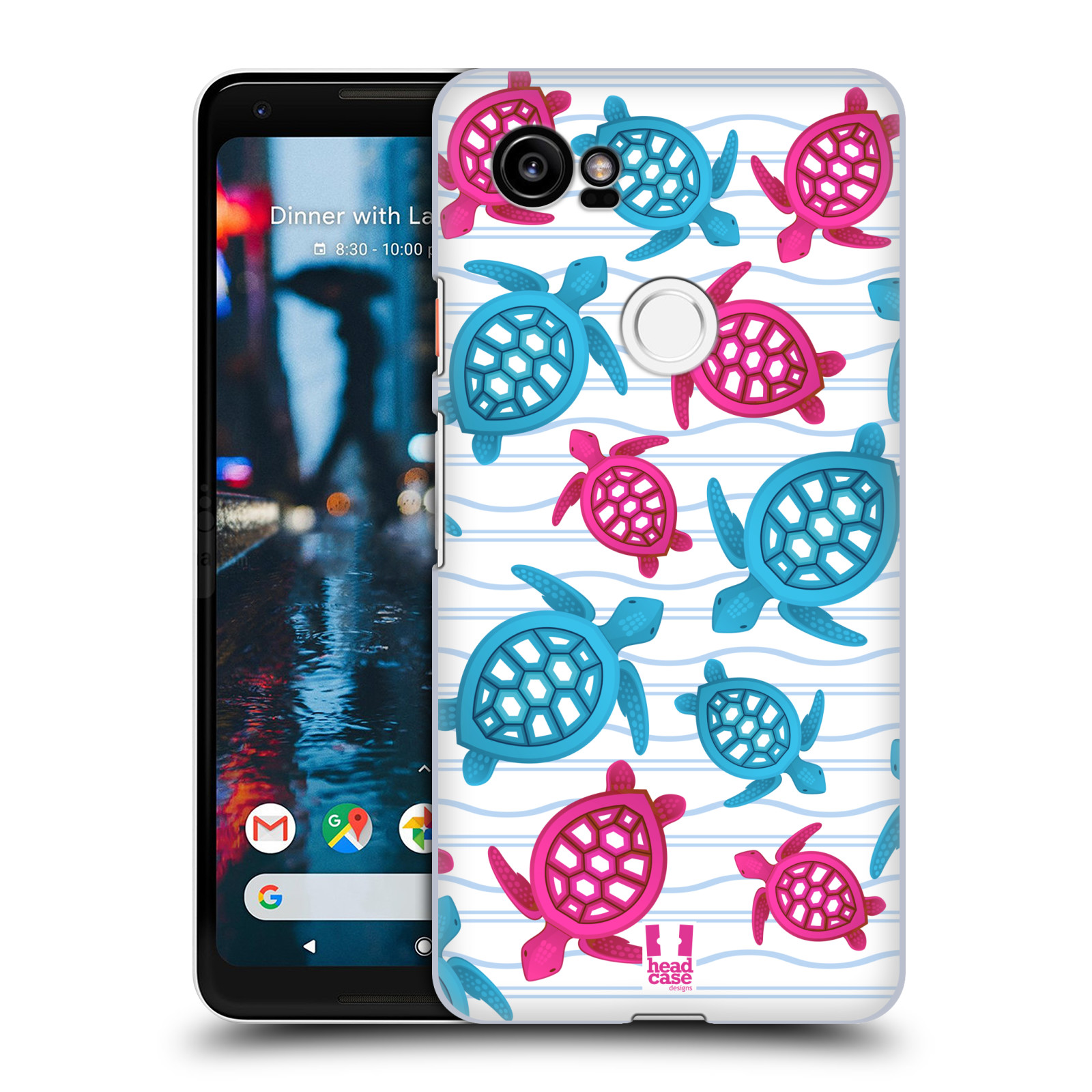 HEAD CASE plastový obal na mobil Google Pixel 2 XL vzor mořský živočich želva modrá a růžová