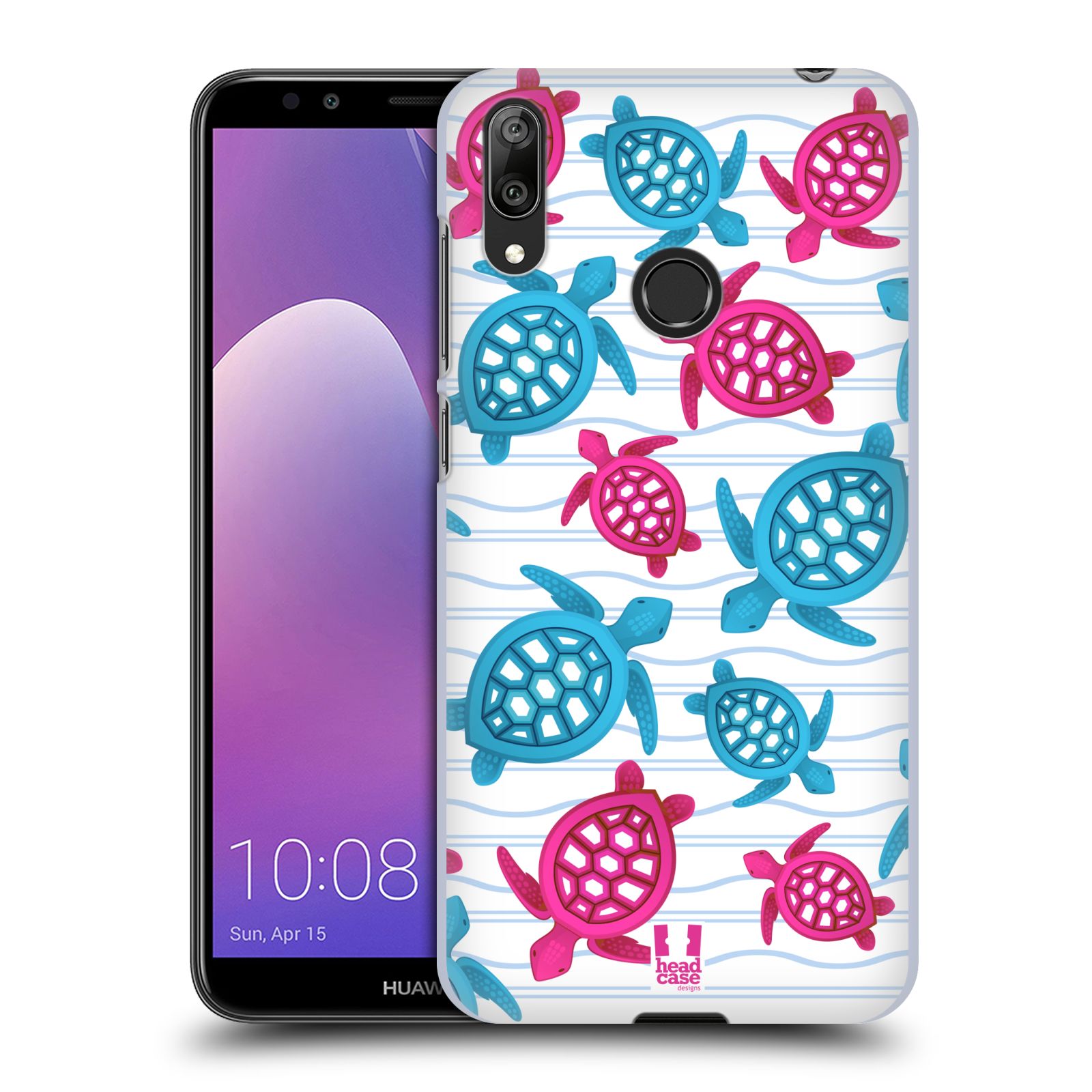 Pouzdro na mobil Huawei Y7 2019 - Head Case - vzor mořský živočich želva modrá a růžová