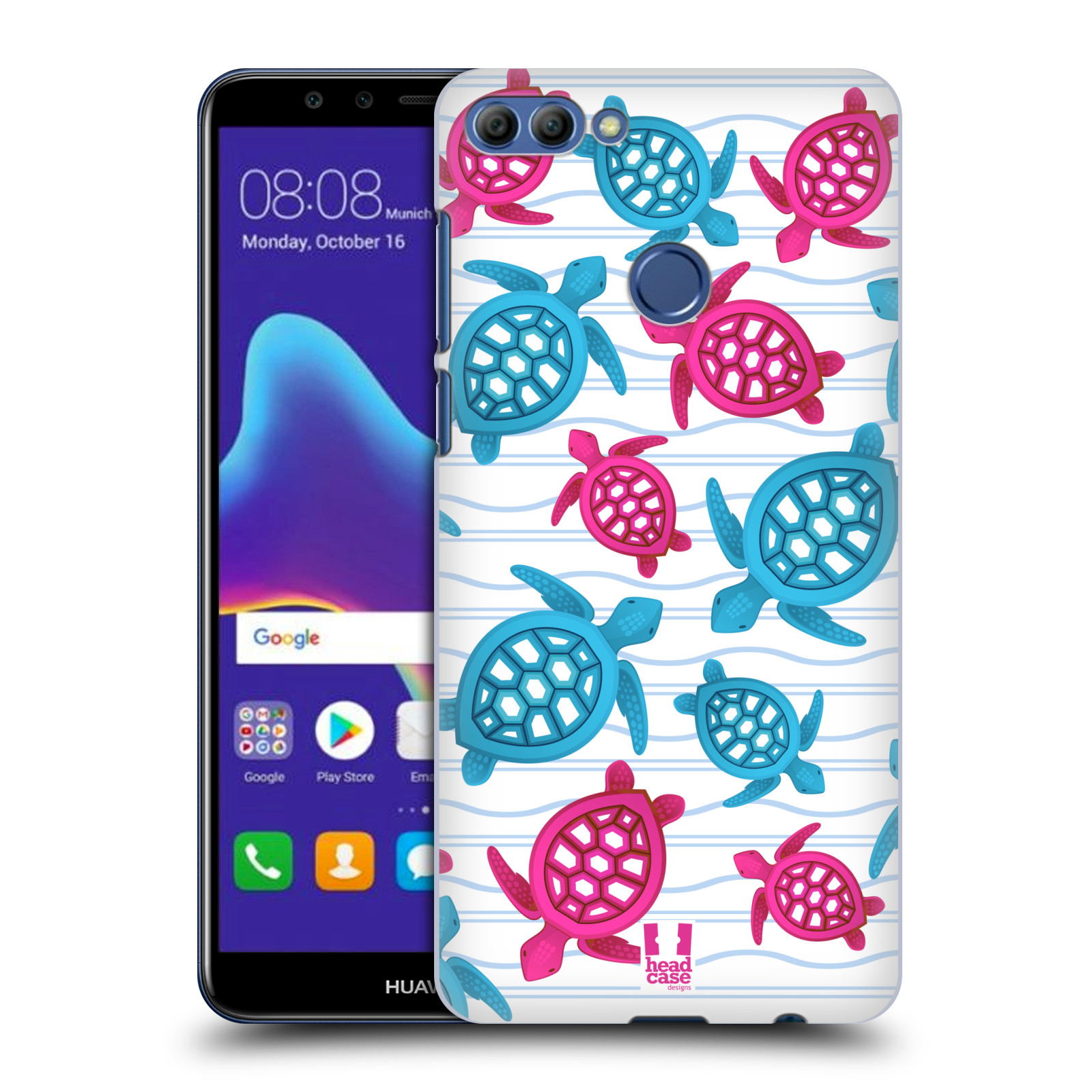 HEAD CASE plastový obal na mobil Huawei Y9 2018 vzor mořský živočich želva modrá a růžová
