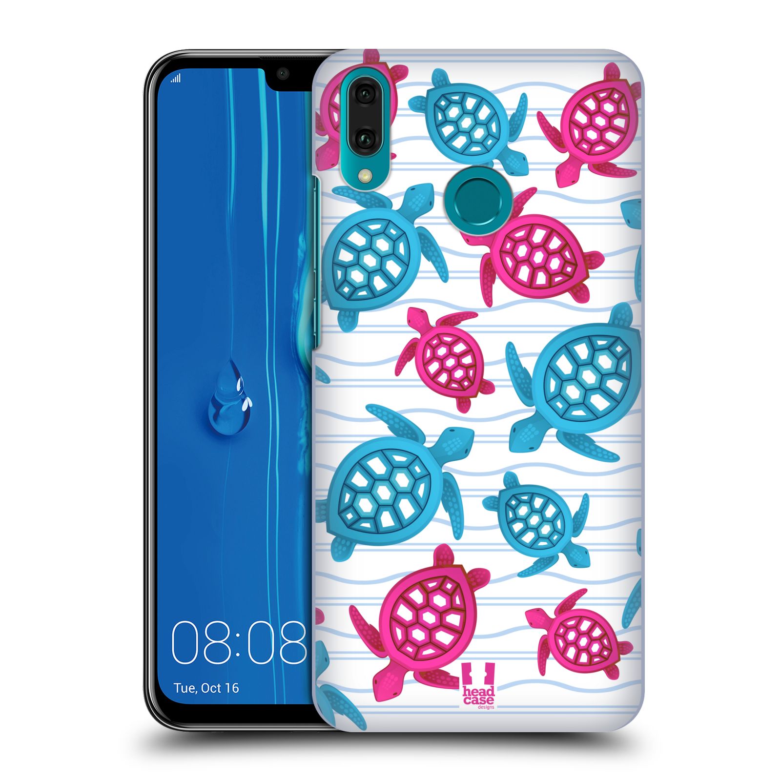 Pouzdro na mobil Huawei Y9 2019 - HEAD CASE - vzor mořský živočich želva modrá a růžová